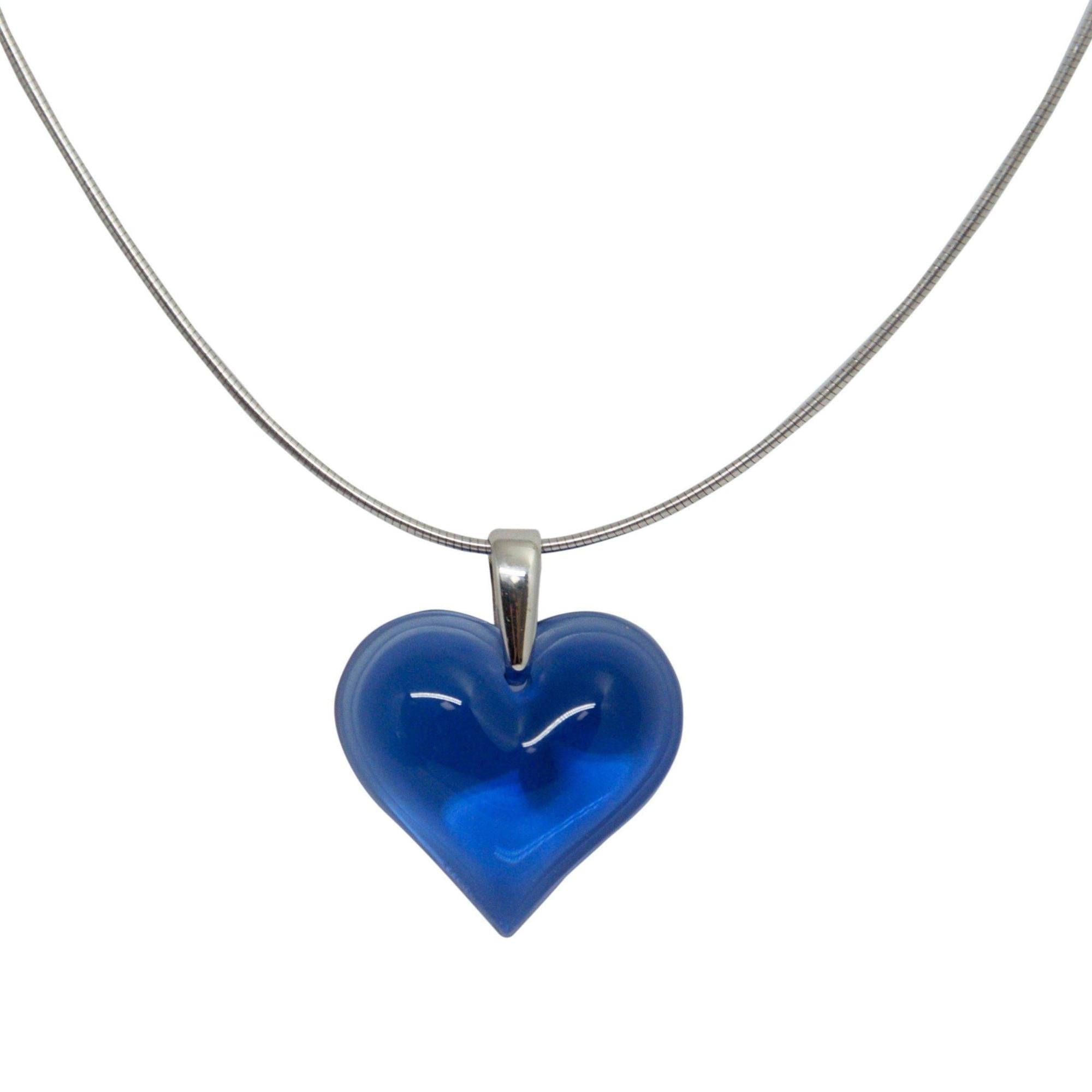Lalique Crystal Heart Pendant Necklace
