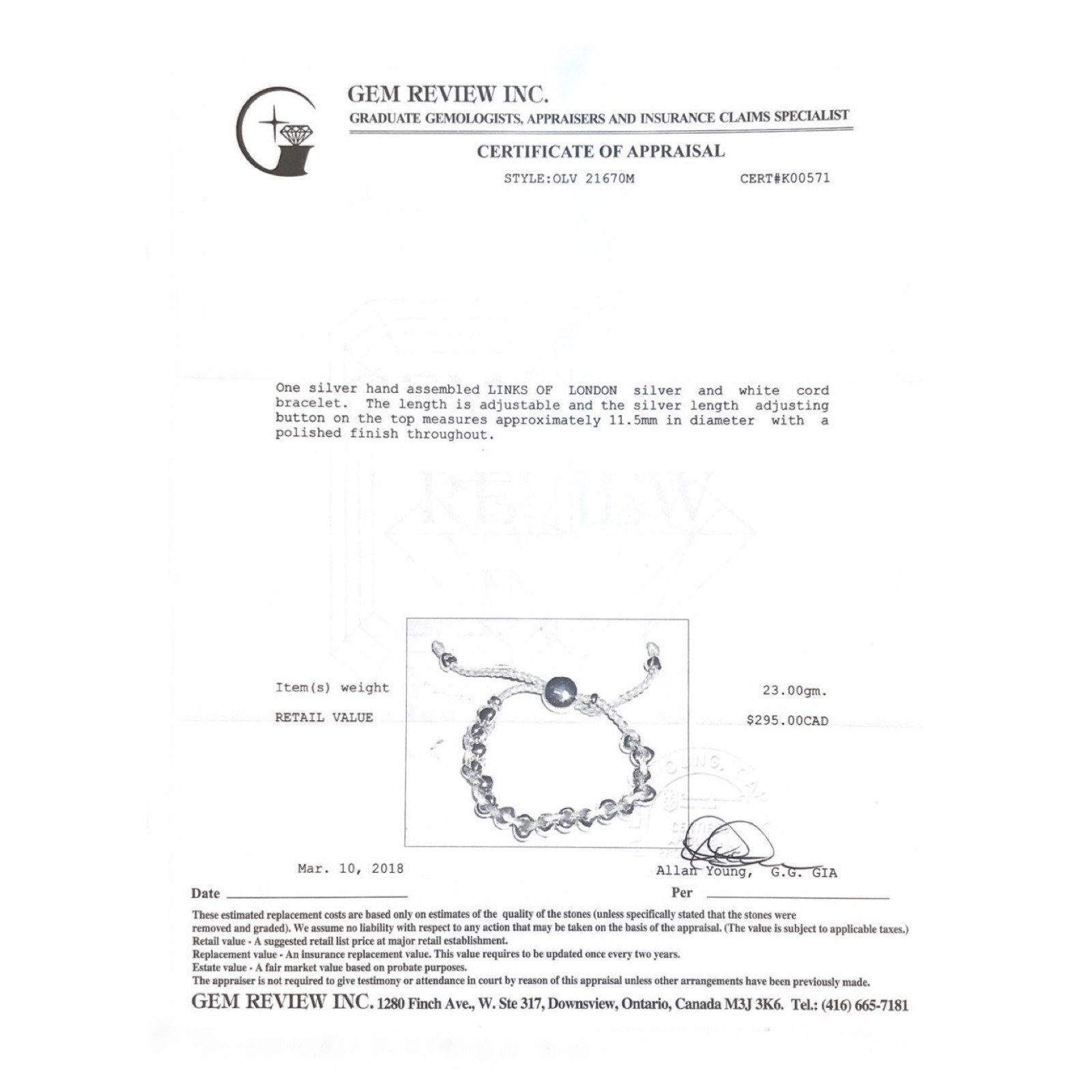 Links Of London Cord Bracelet in Sterling Silver