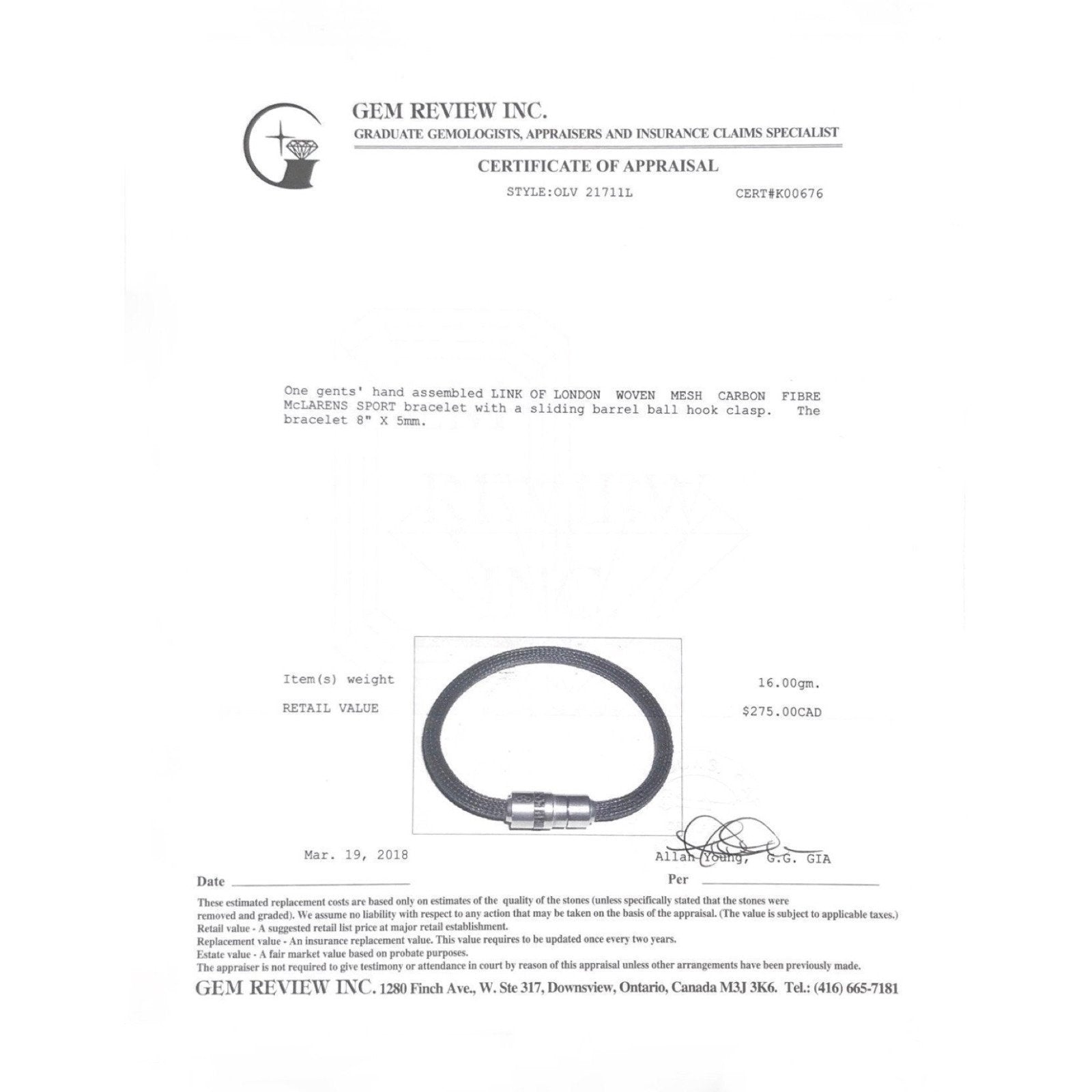 Links Of London Woven Mesh Carbon Fibre McLaren Sport Bracelet