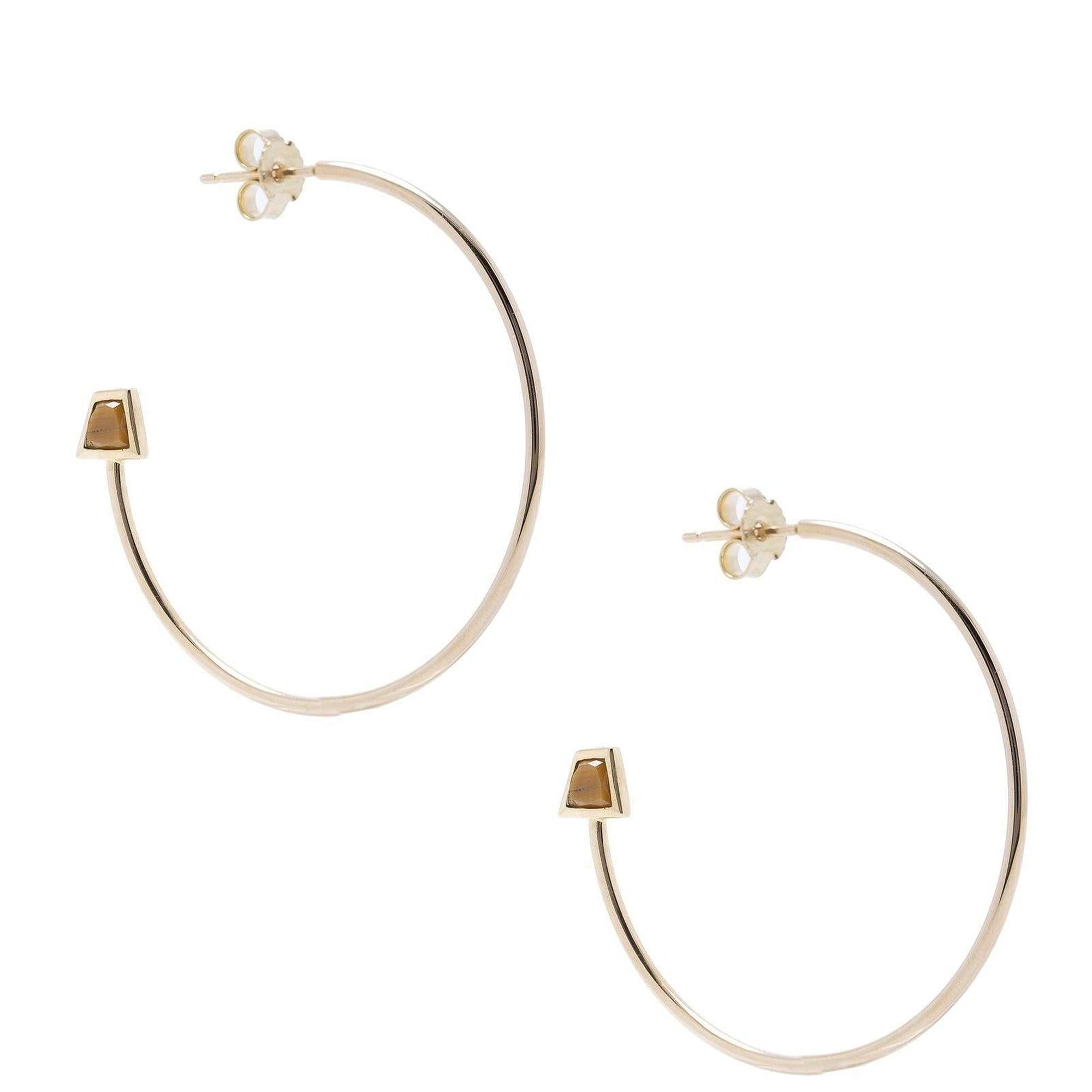 Links of London 18K Gold Tiger’s Eye Hoop Earrings