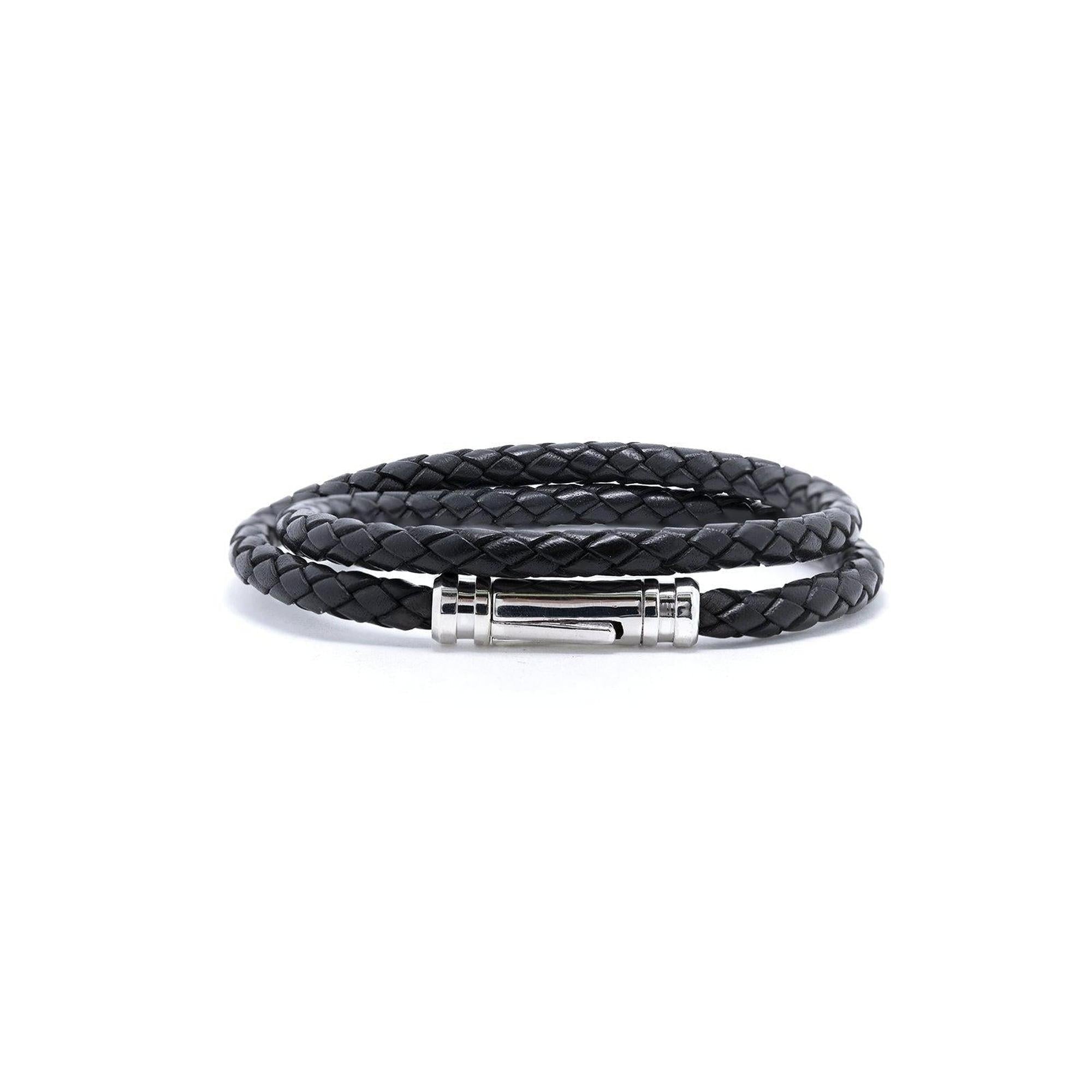 Links of London Black Venture Leather Double Wrap Bracelet