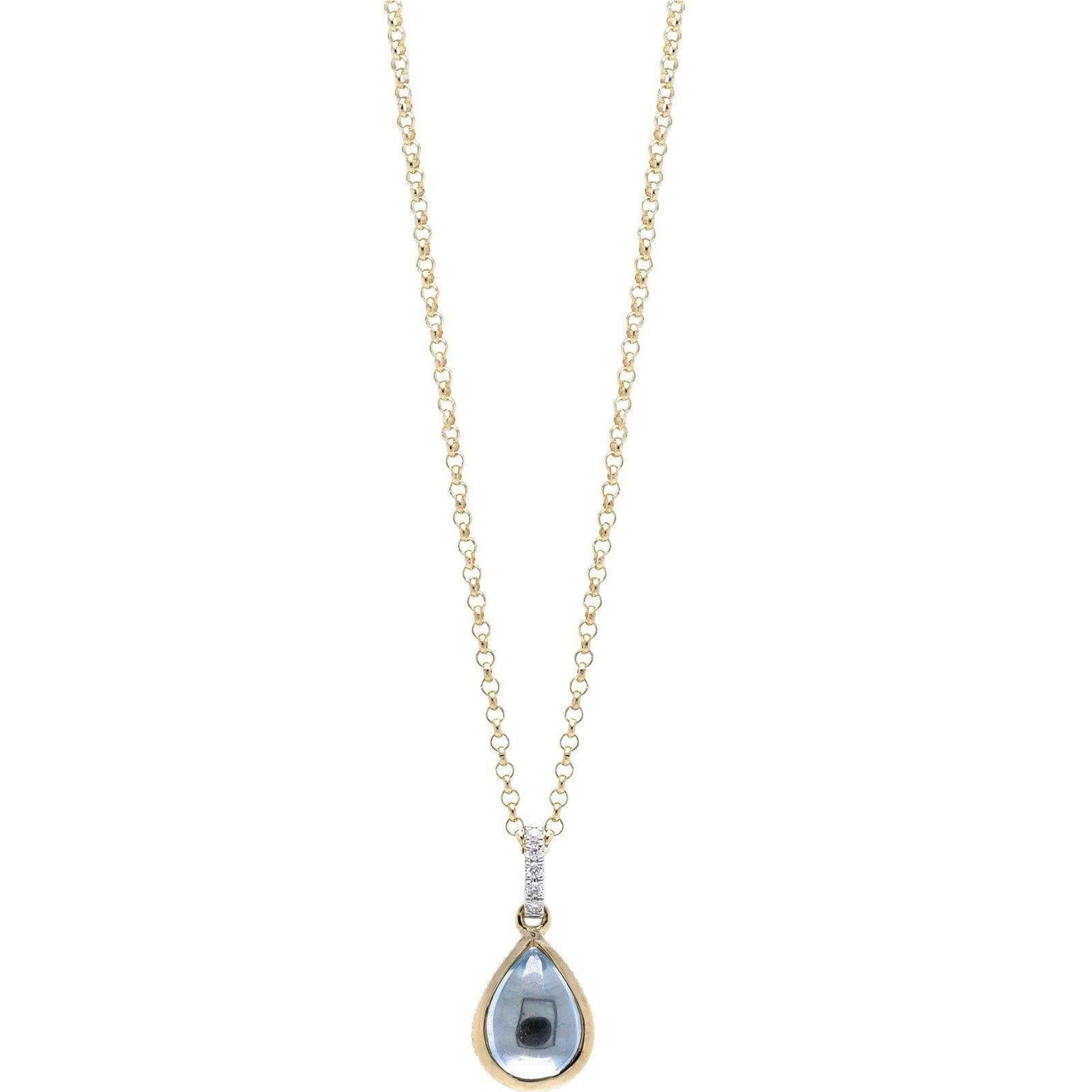 Links of London Luna Gems 18k Gold Blue Topaz & Diamond Pendant Necklace