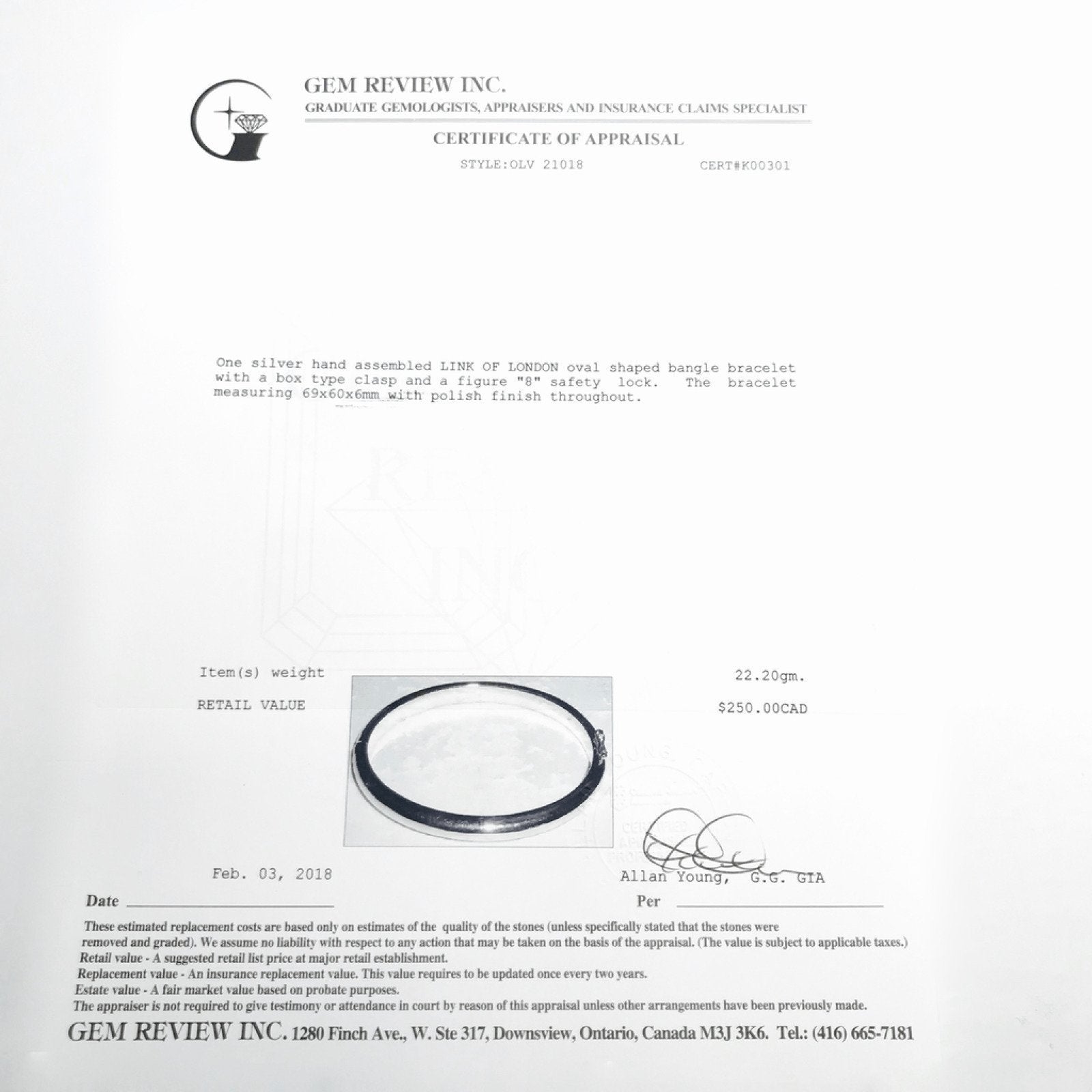 Links of London Oval Shaped Bangle Bracelet