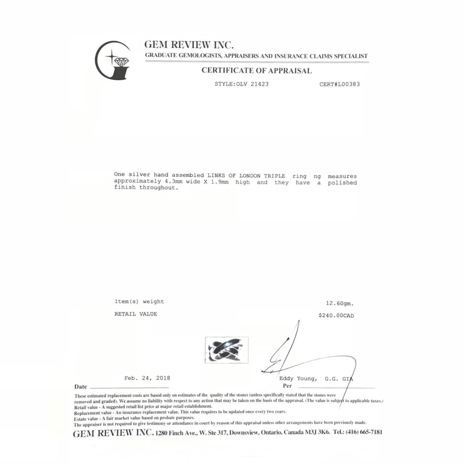 Links of London Triple Ring in Sterling Silver