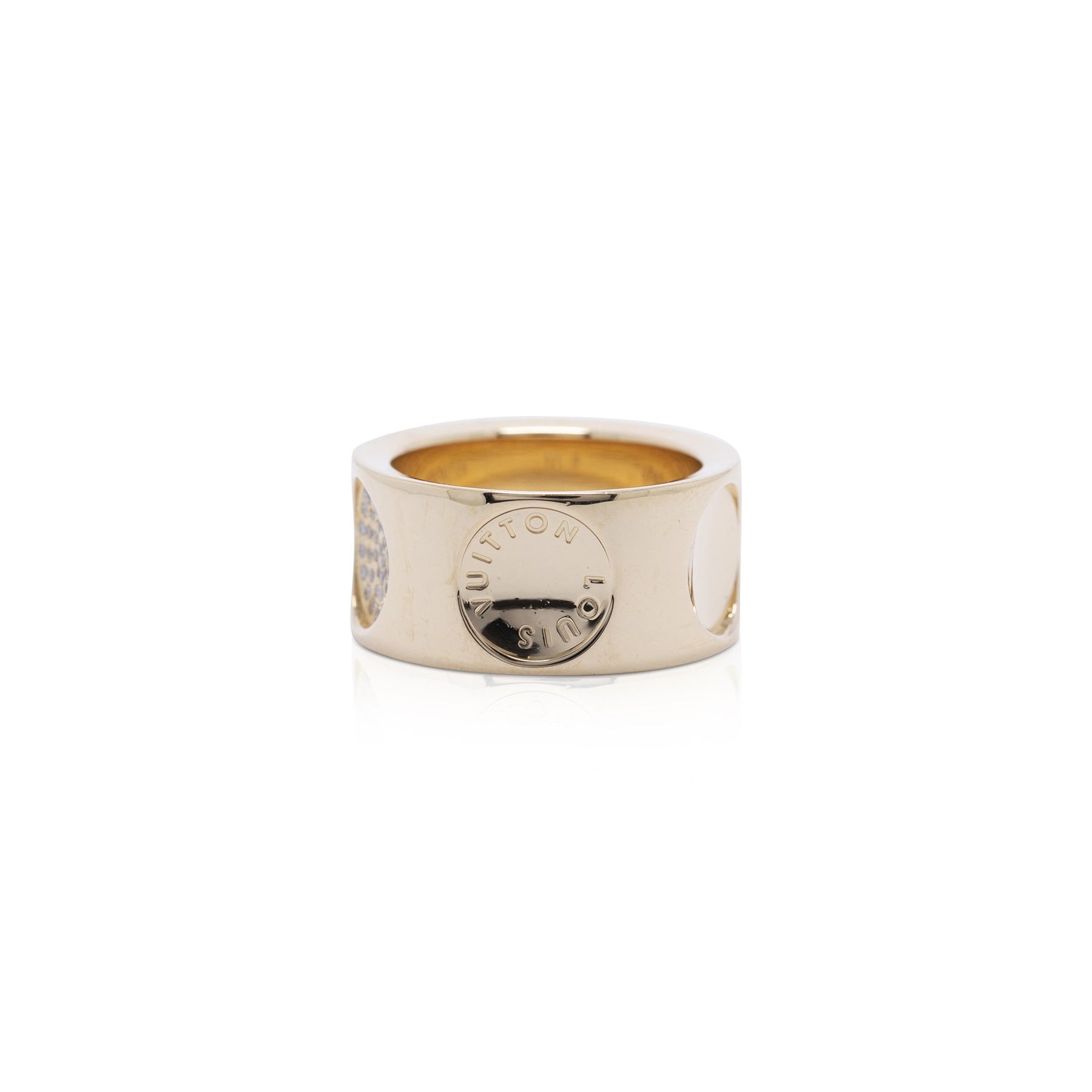 Louis Vuitton 18k Gold Diamond Empreinte Ring w/ Box
