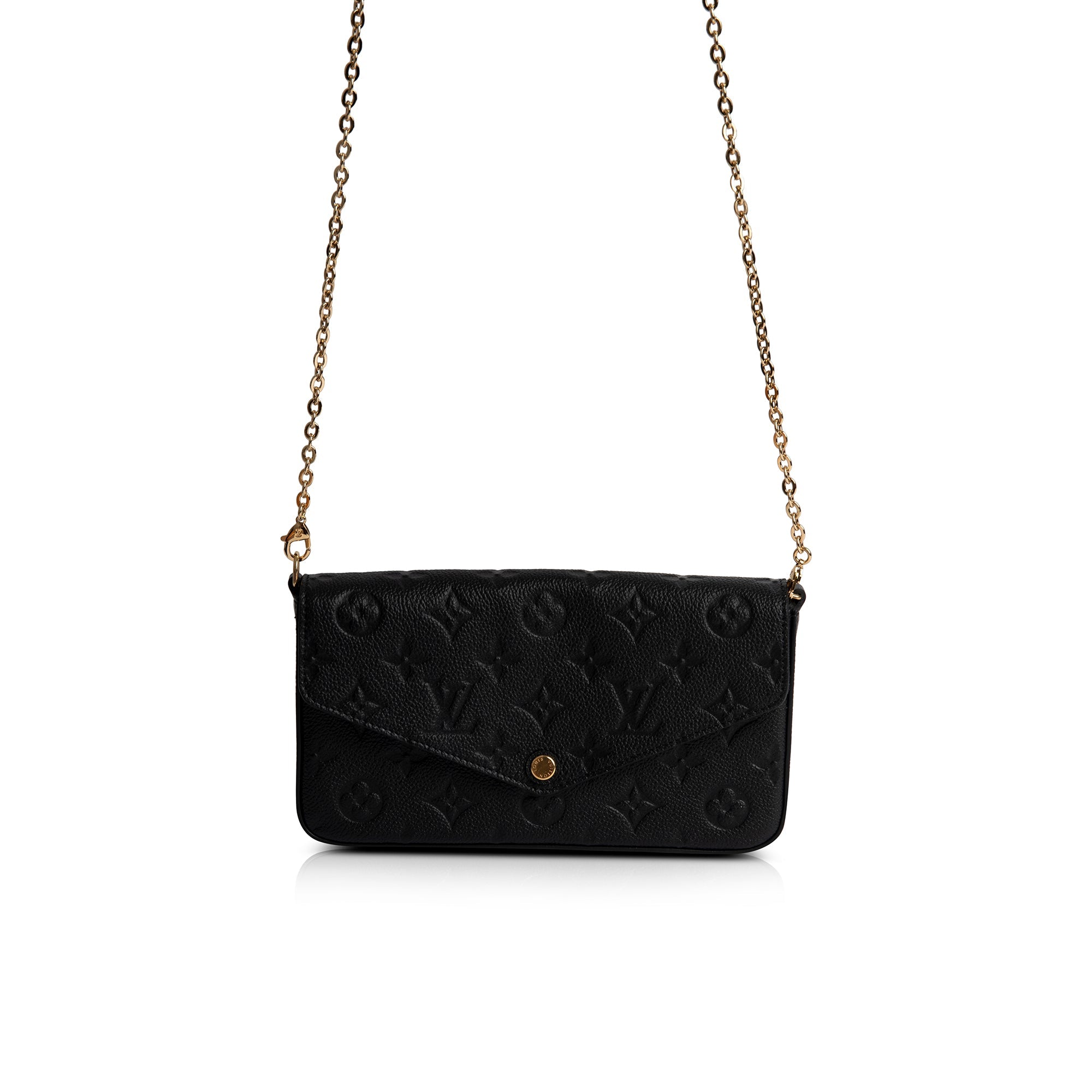 Louis Vuitton 2021 Black Monogram Empreinte Felicie Pochette Bag w/ Box