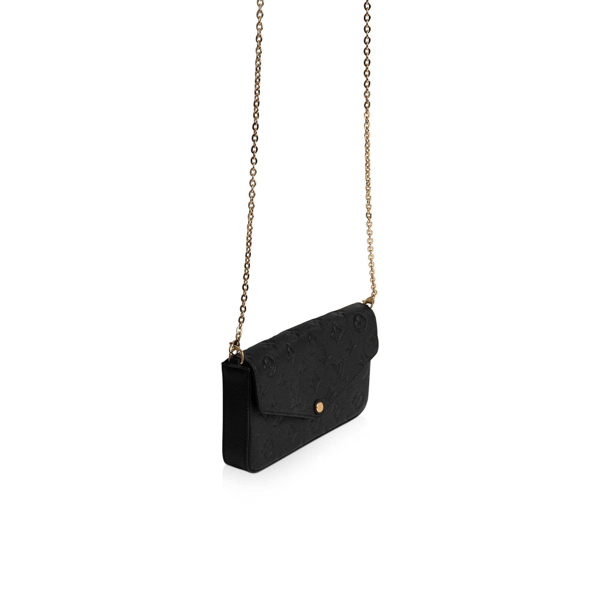 Louis Vuitton 2021 Black Monogram Empreinte Felicie Pochette Bag w/ Box