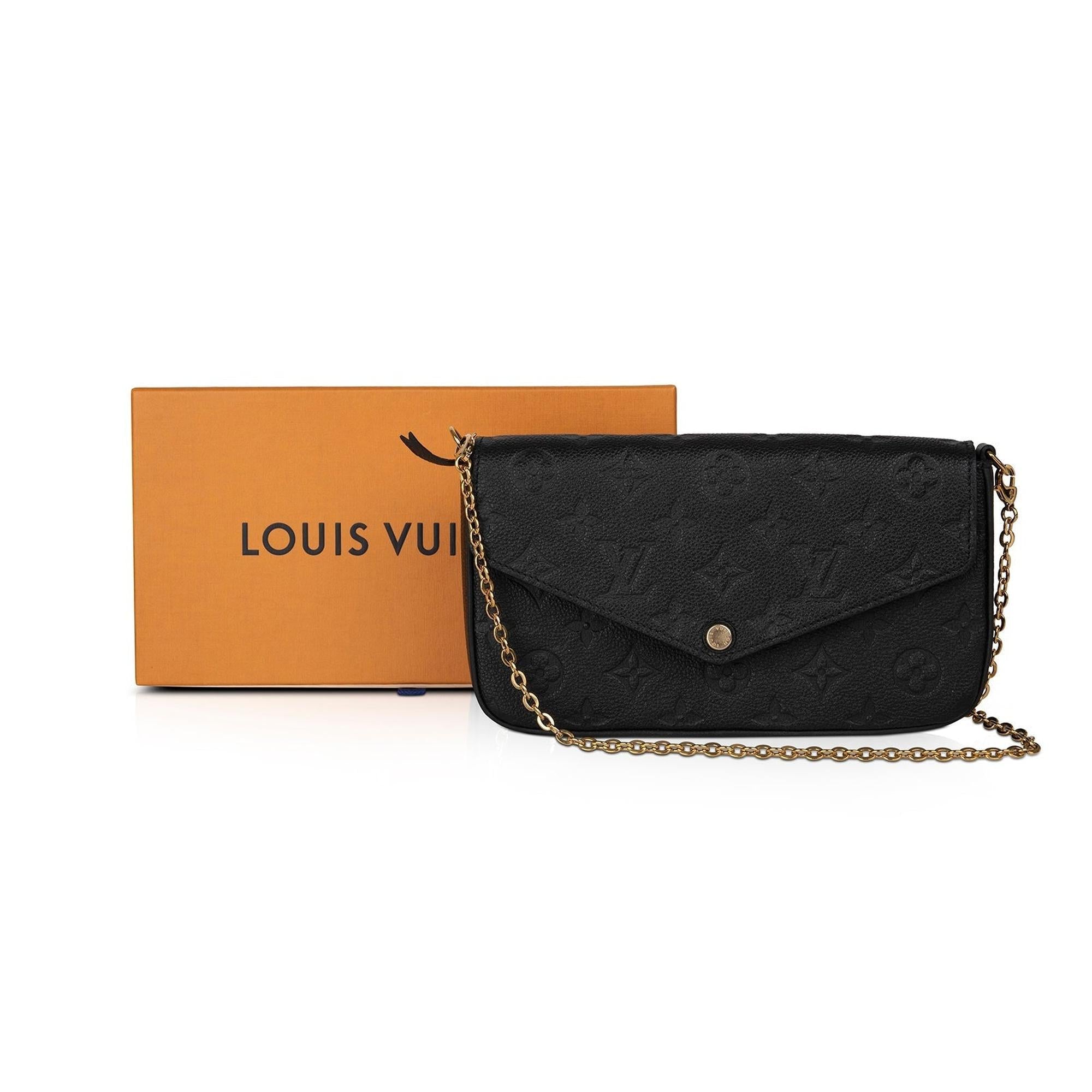 Louis Vuitton 2021 Black Monogram Empreinte Felicie Pochette Bag w/ Box & Receipt