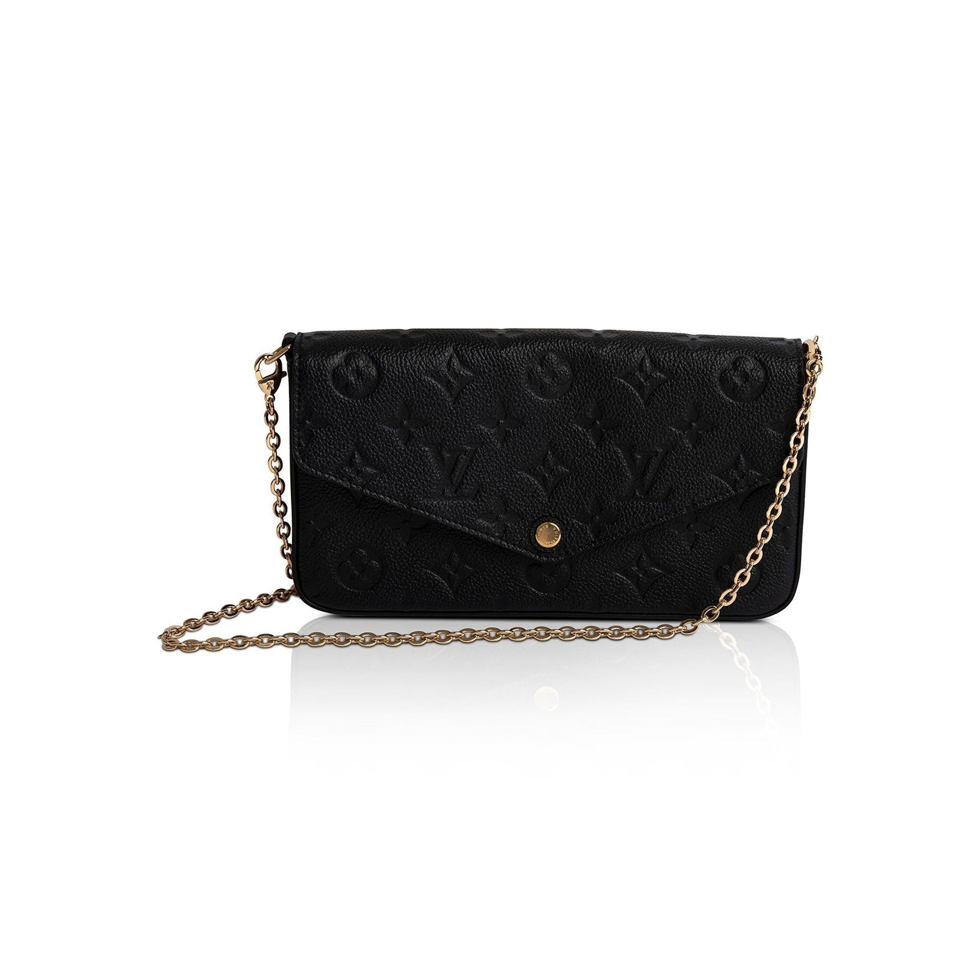 Louis Vuitton 2021 Black Monogram Empreinte Felicie Pochette Bag w/ Box