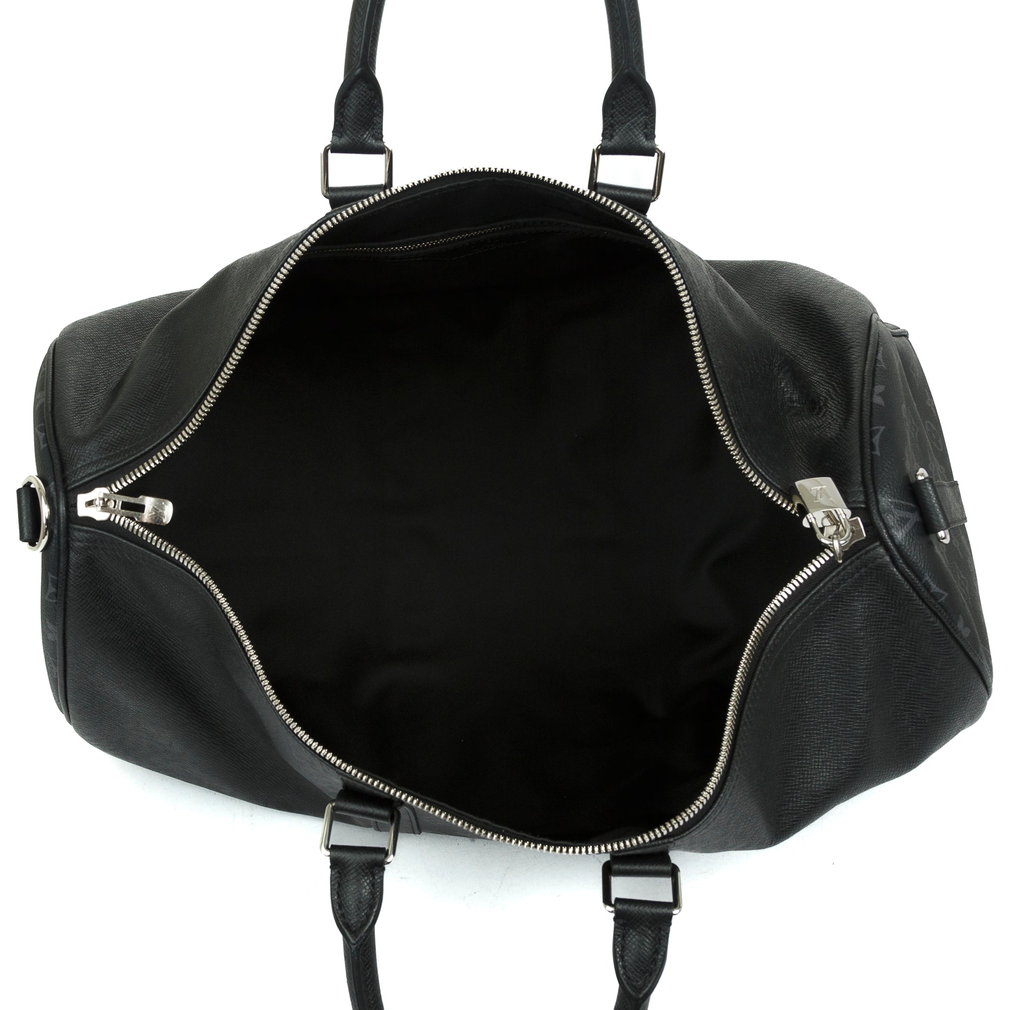 Louis Vuitton 2021 Black Taiga Leather and Monogram Eclipse Keepall Bandouliere 50