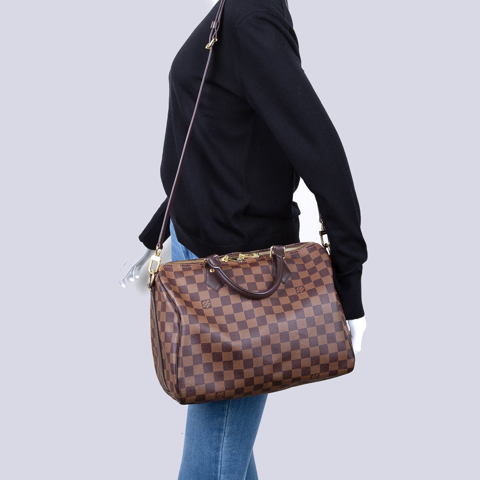 Louis Vuitton 2021 Damier Ebene Speedy Bandouliere 30 w/ Receipt