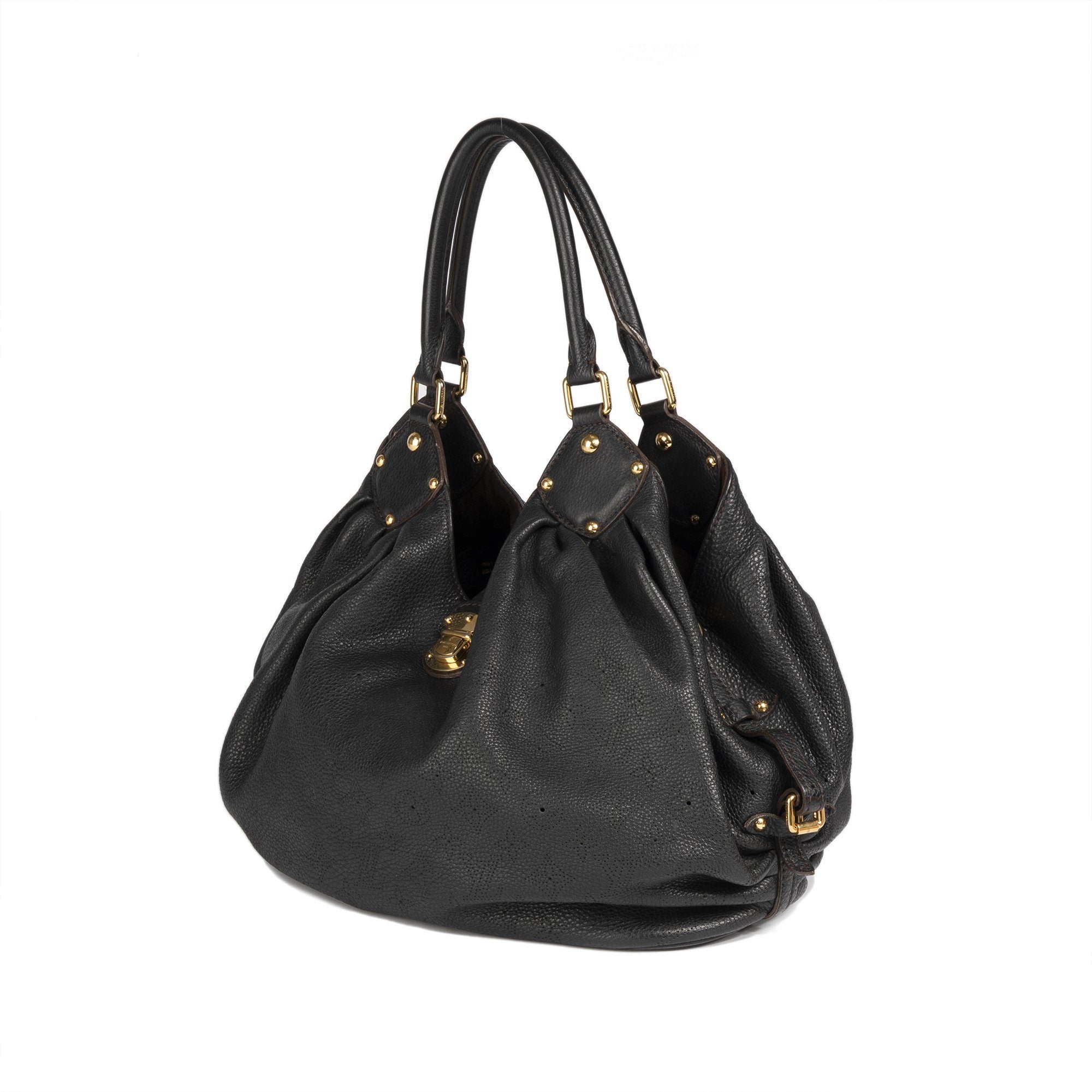 Louis Vuitton Black Mahina L Hobo w/ Receipt