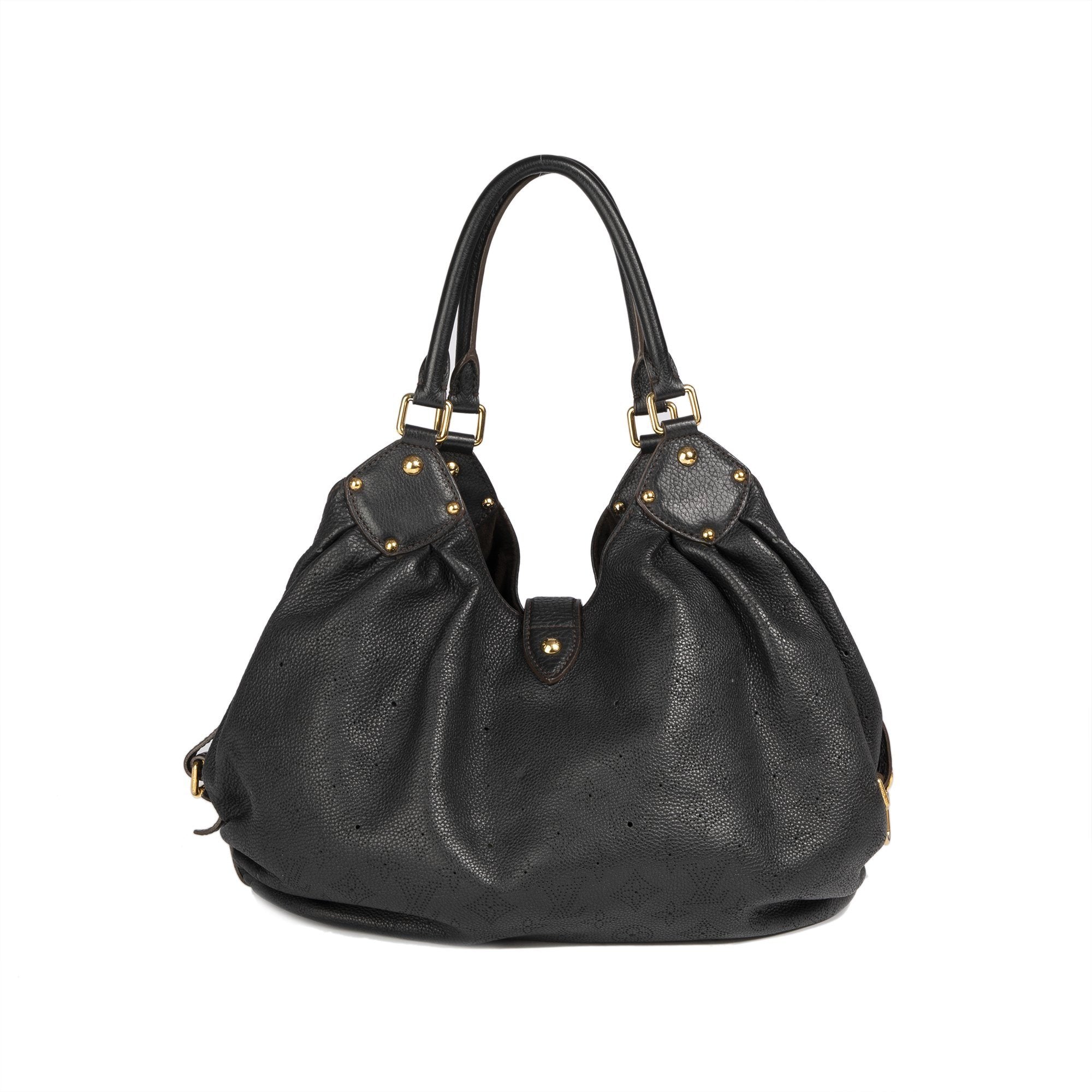 Louis Vuitton Black Mahina L Hobo w/ Receipt