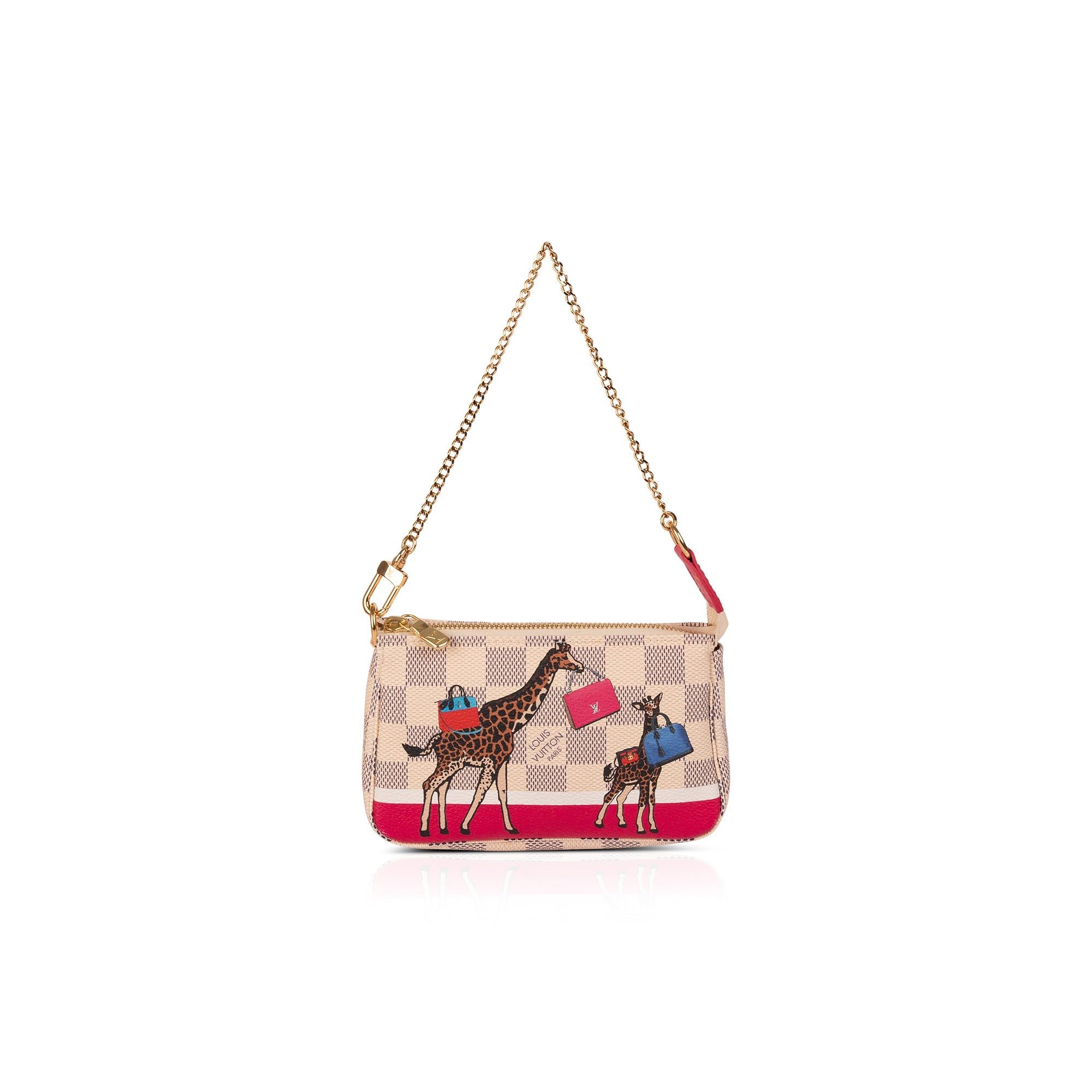 Louis Vuitton Damier Azur Christmas Giraffe Mini Pochette Accessories w/ Box