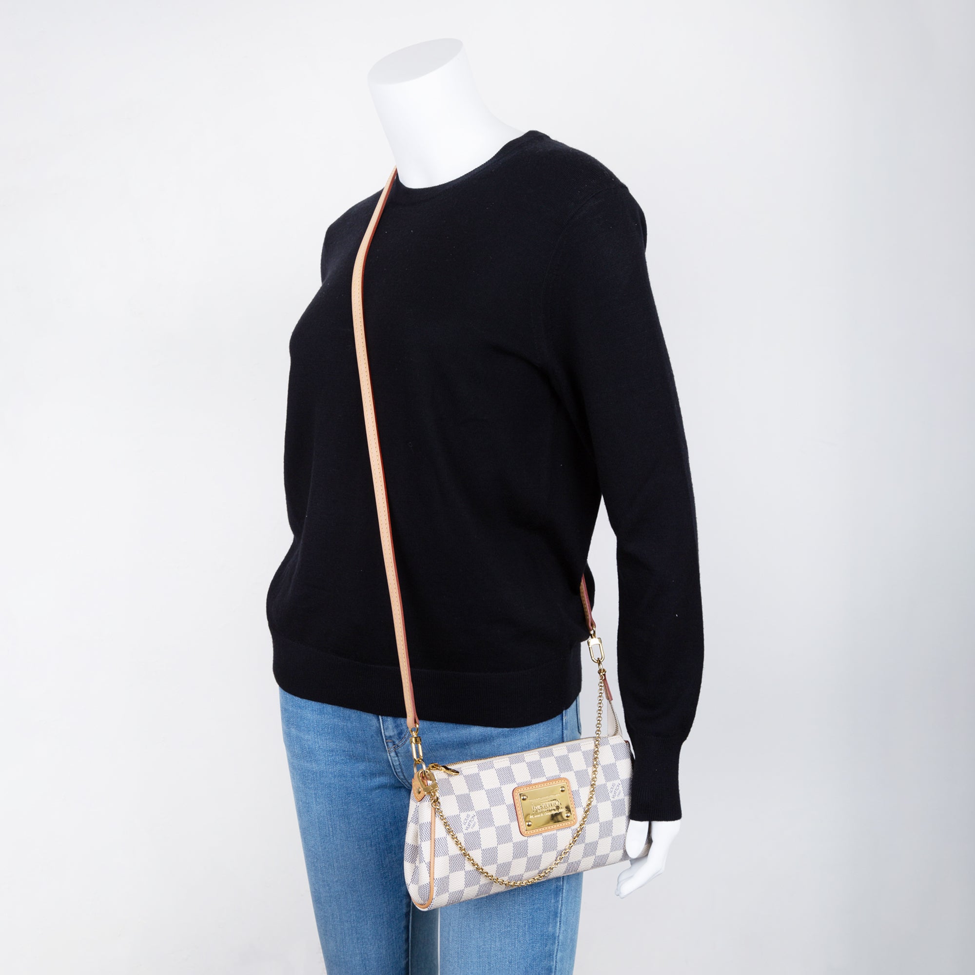 Louis Vuitton Damier Azur Eva Clutch w/ Strap & Box