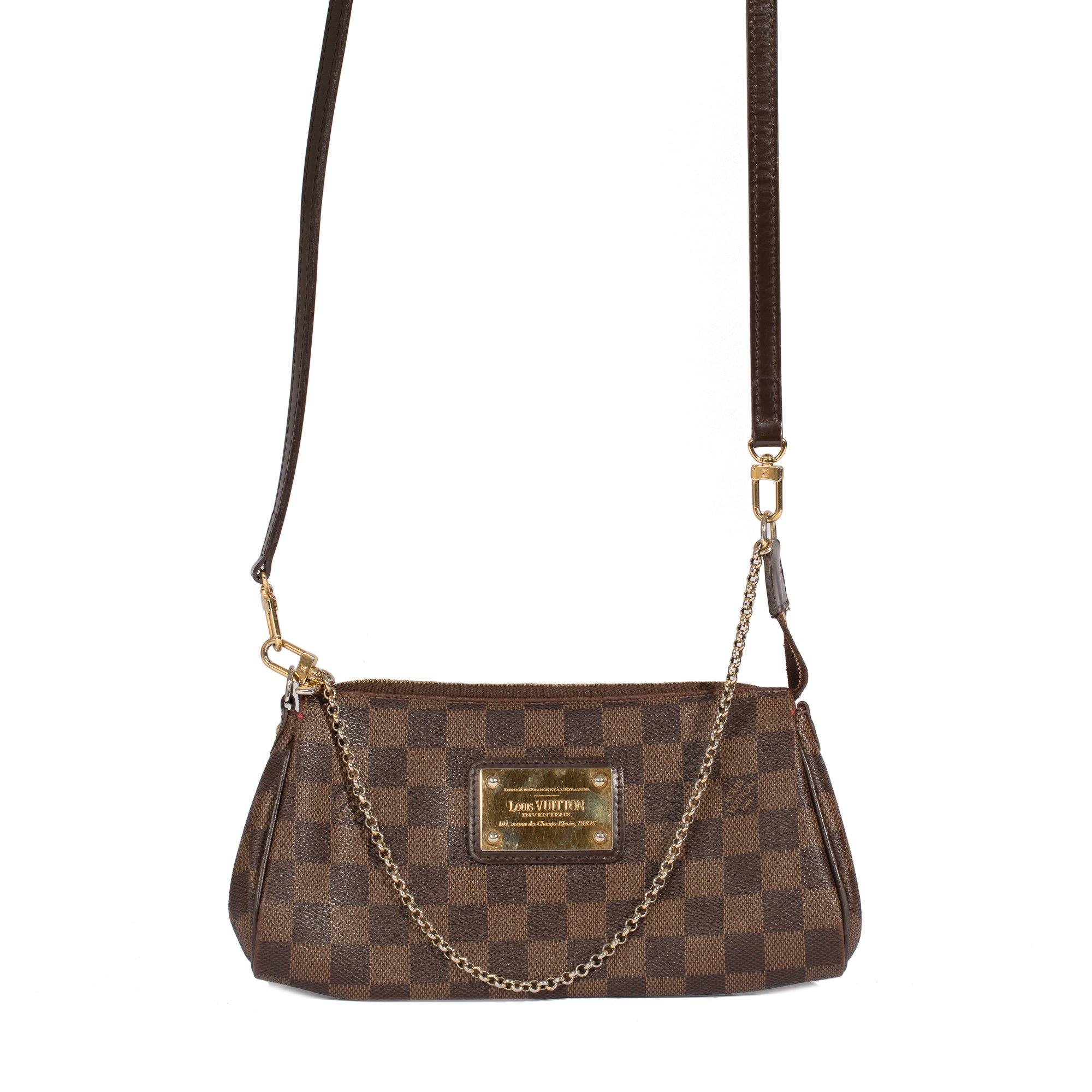 Louis Vuitton Damier Ebene Eva Clutch w/ Shoulder Strap