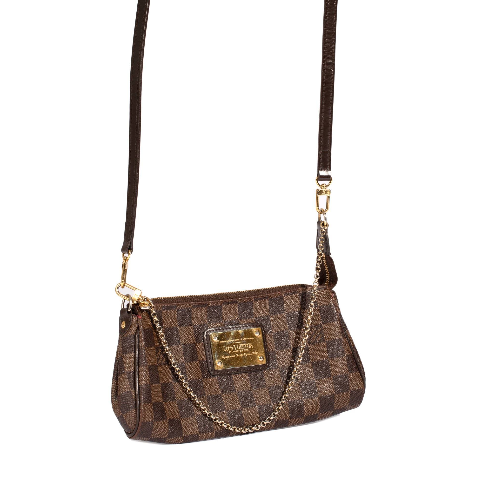 Louis Vuitton Damier Ebene Eva Clutch w/ Shoulder Strap