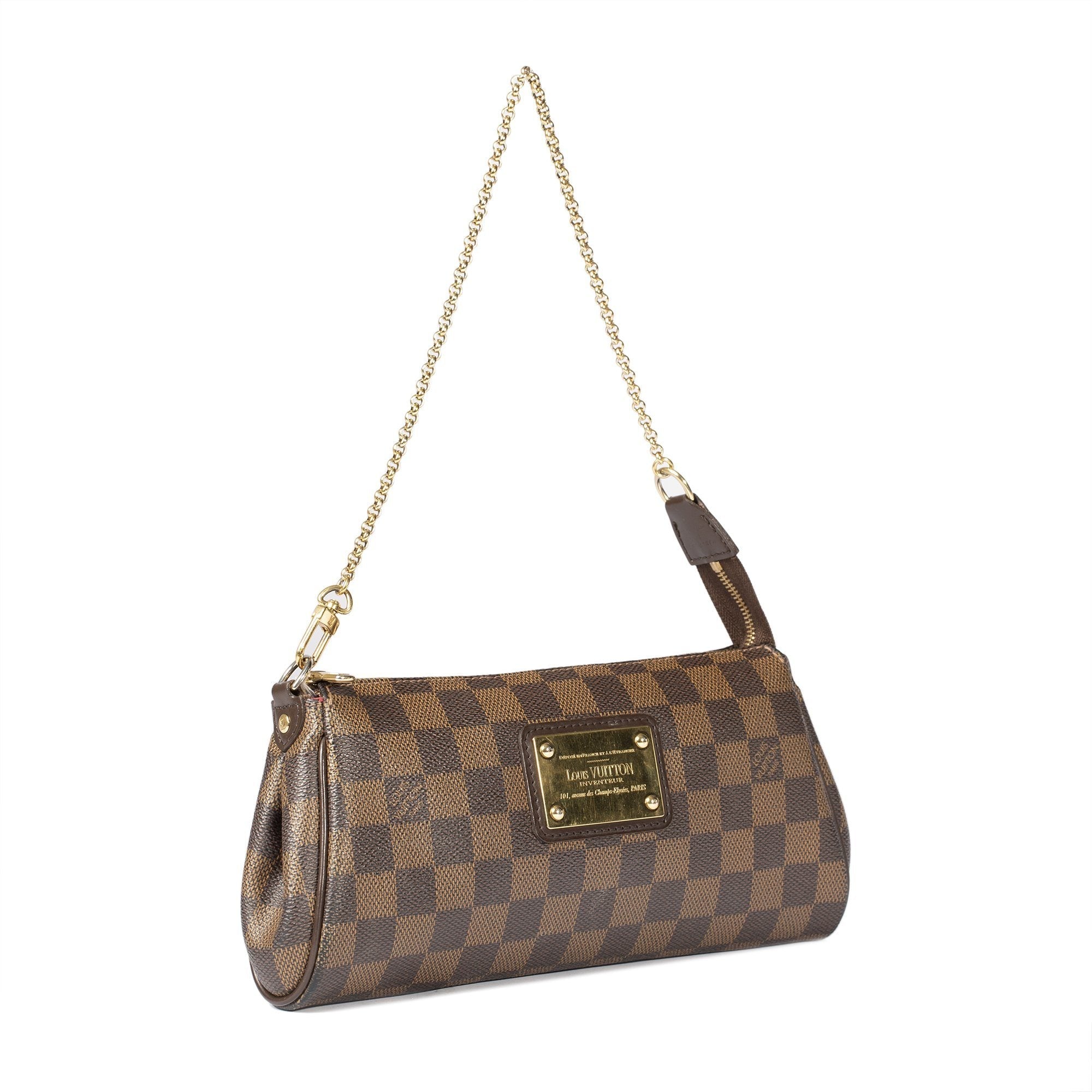 Louis Vuitton Damier Ebene Eva Clutch w/ Shoulder Strap