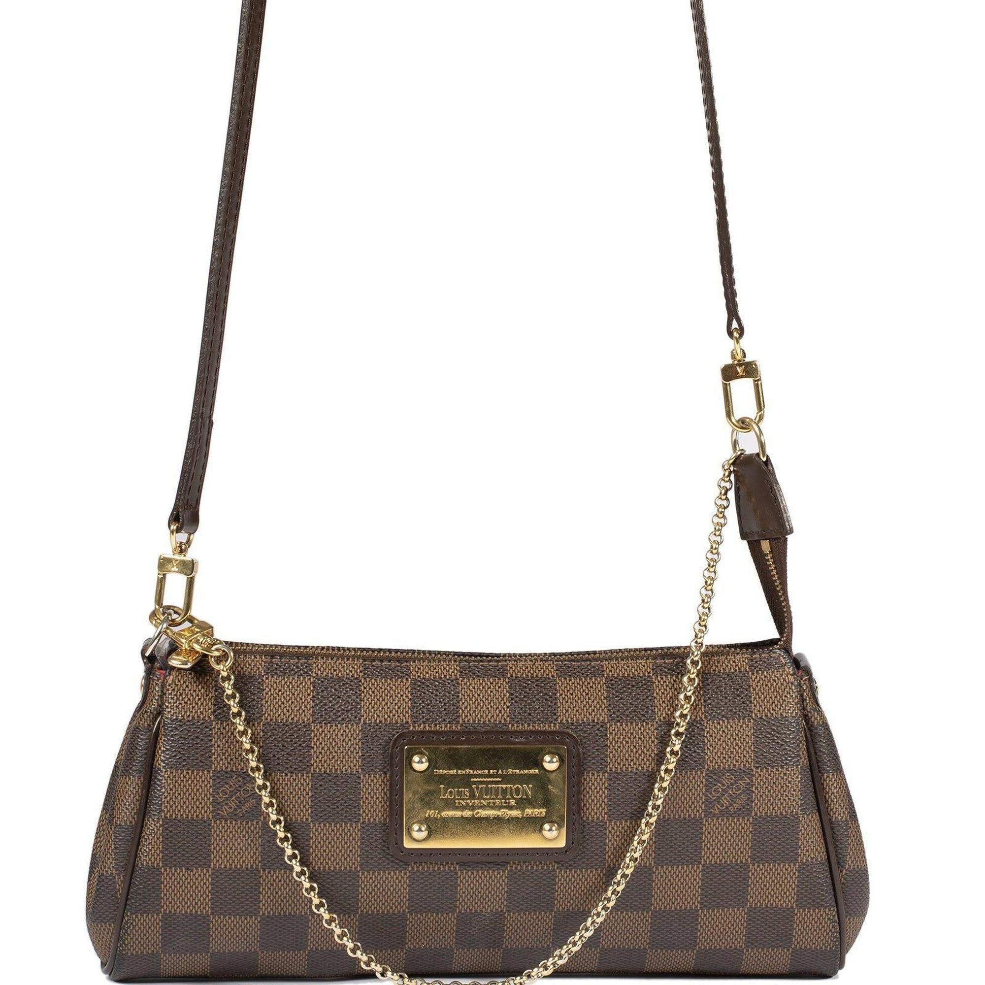 Louis Vuitton Damier Ebene Eva Clutch w/ Shoulder Strap