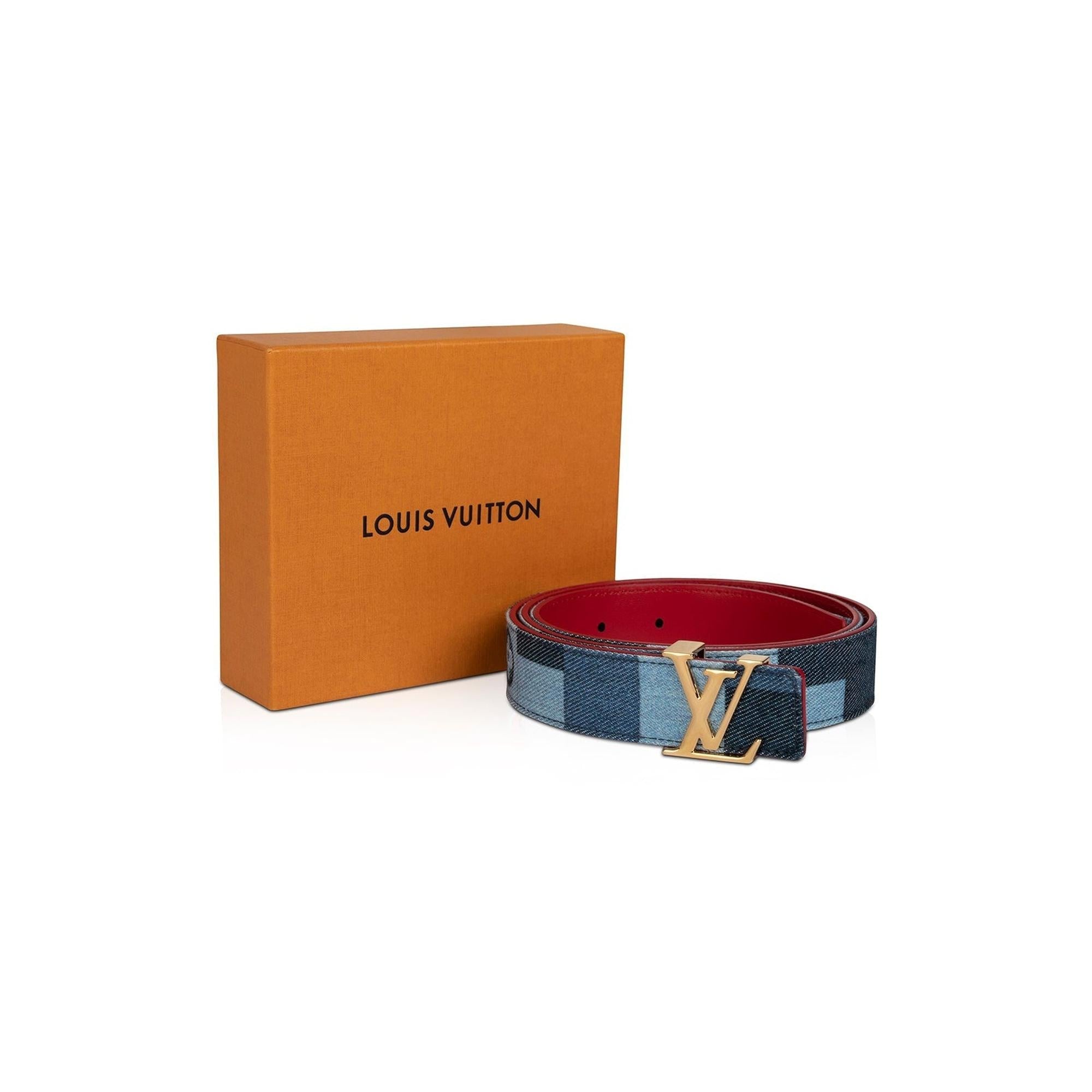 Louis Vuitton Denim Damier LV Initiales 30MM Reversible Belt w/ Box