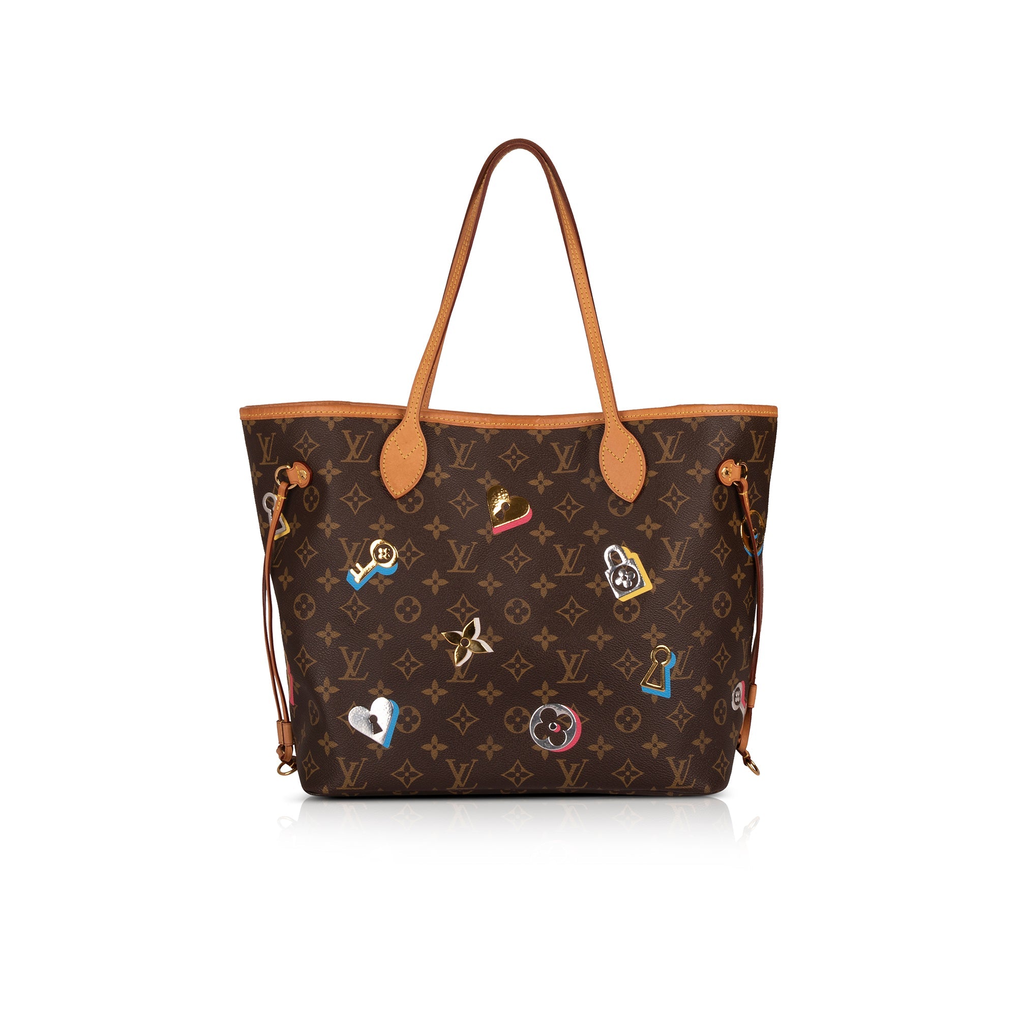 Louis Vuitton Limited Edition Monogram Love Lock Neverfull MM w/ Pouch & Box