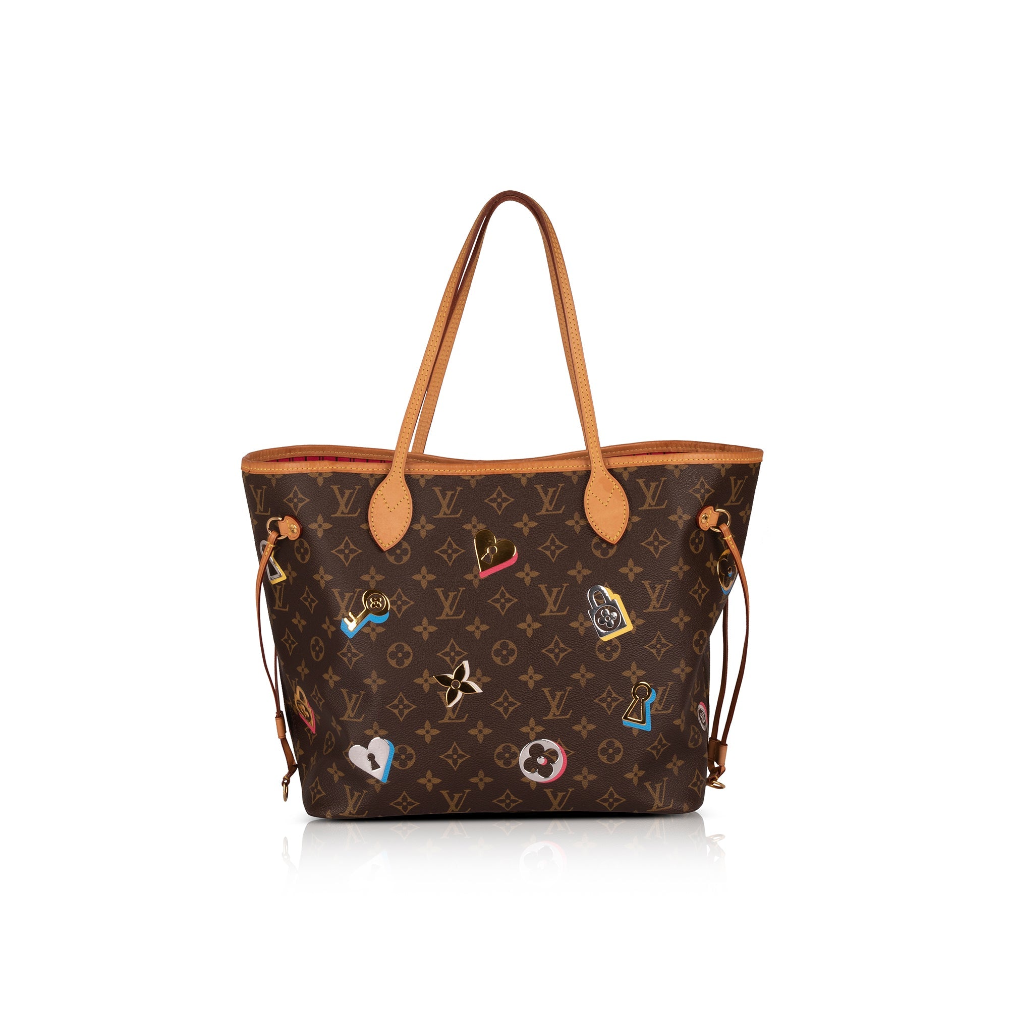 Louis Vuitton Limited Edition Monogram Love Lock Neverfull MM w/ Pouch & Box