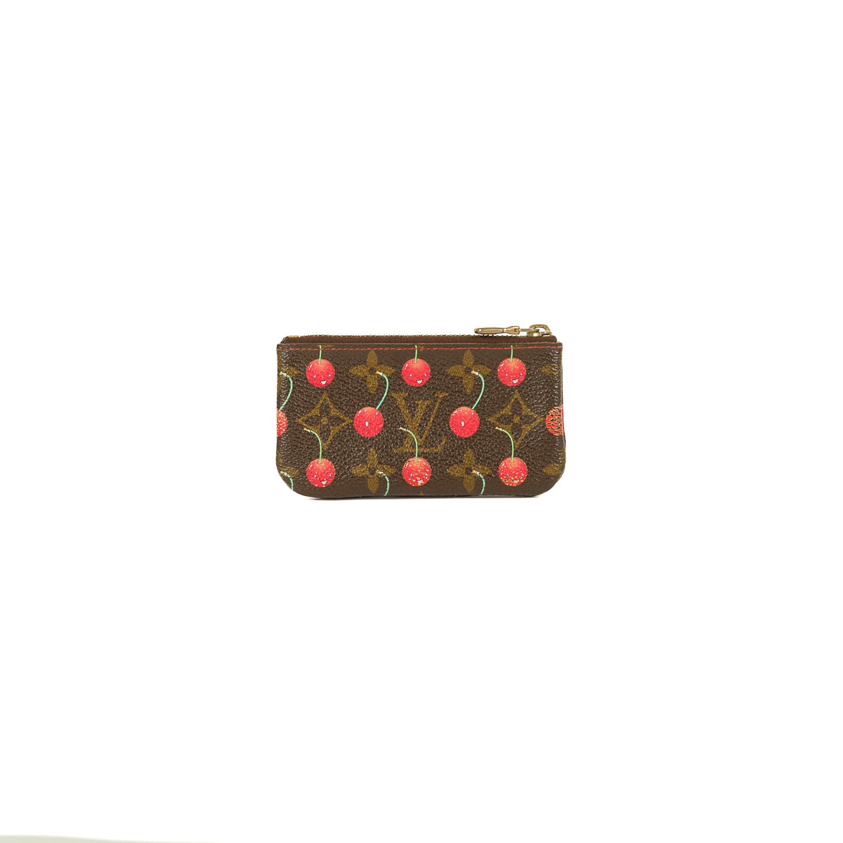 Louis Vuitton Key Pouch Cerises Cherry Monogram Brown/Red in Toile