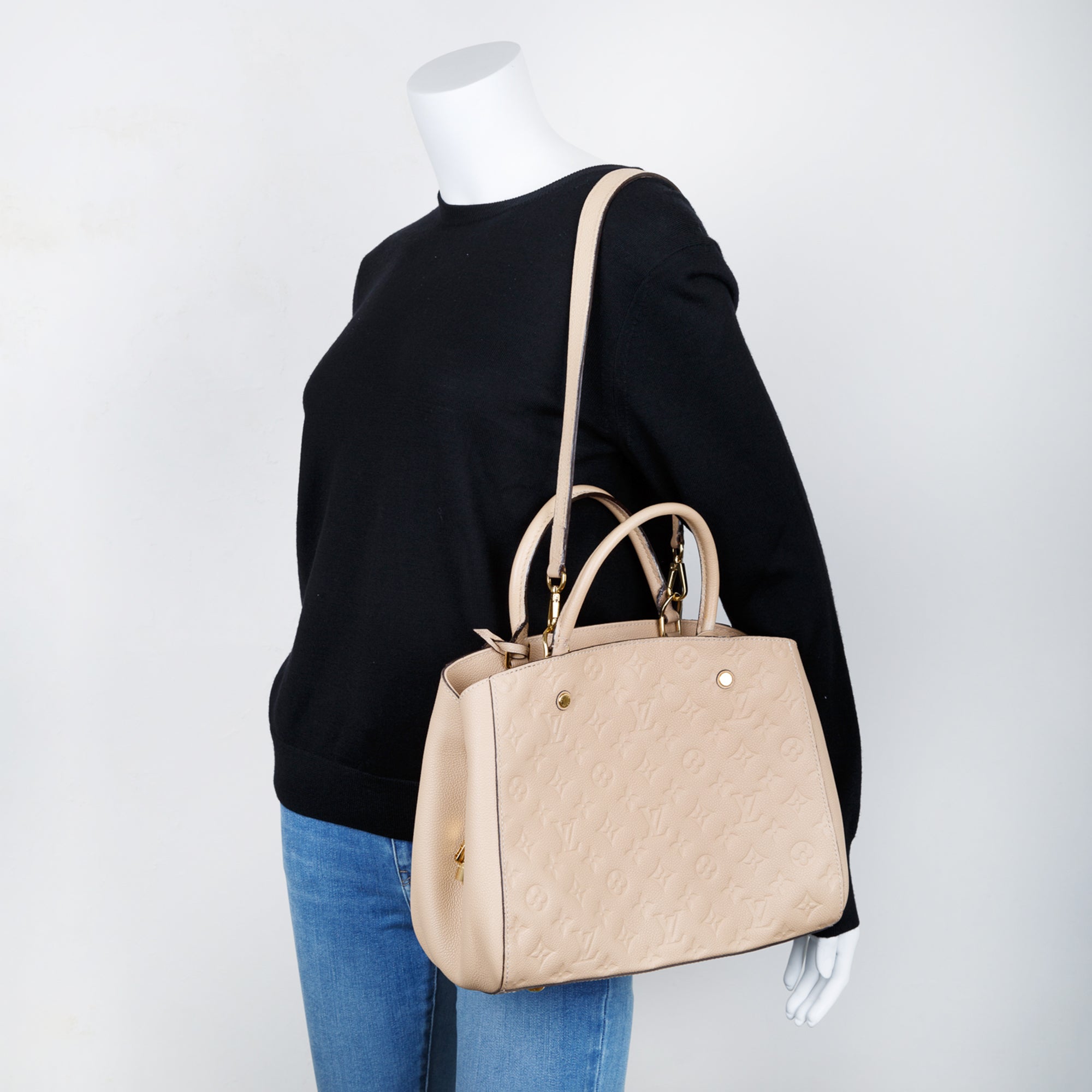 Louis Vuitton Monogram Empreinte Montaigne MM w/ Strap & Box