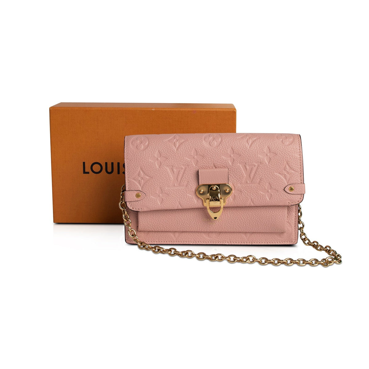 Louis Vuitton Vavin Chain Wallet Monogram Empreinte Rose Poudre in Grained  Leather with Gold-tone - GB