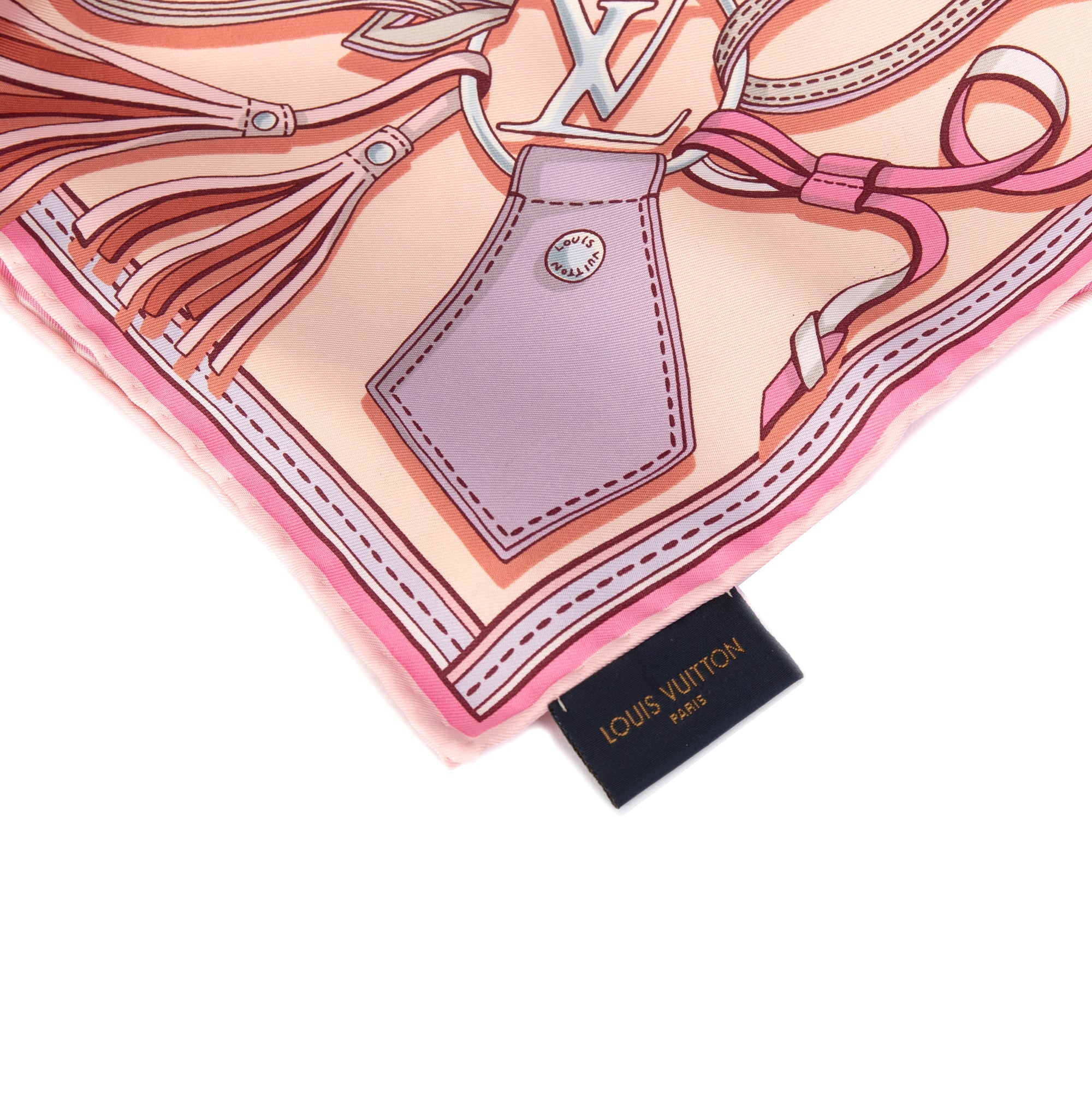 Louis Vuitton Pink Silk Superstition Square Scarf w/ Box