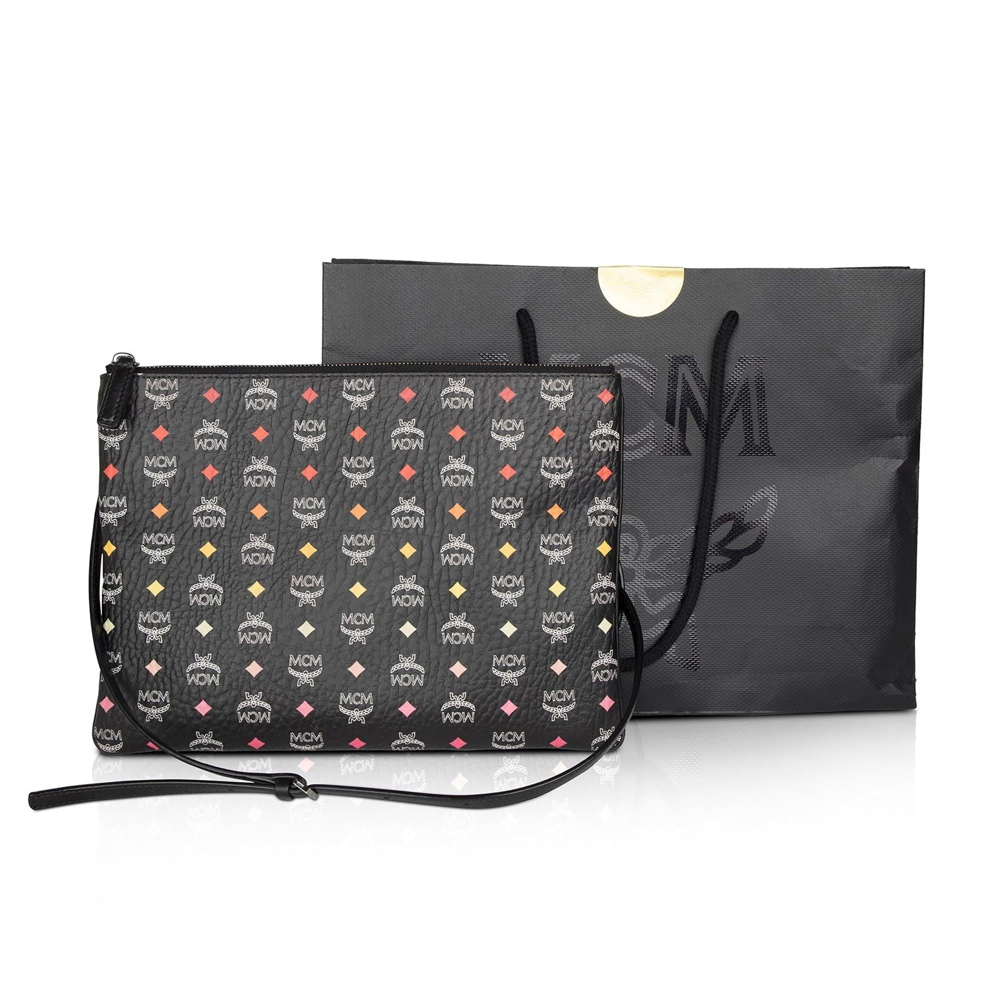 MCM Black Visetos Crossbody Pouch Bag