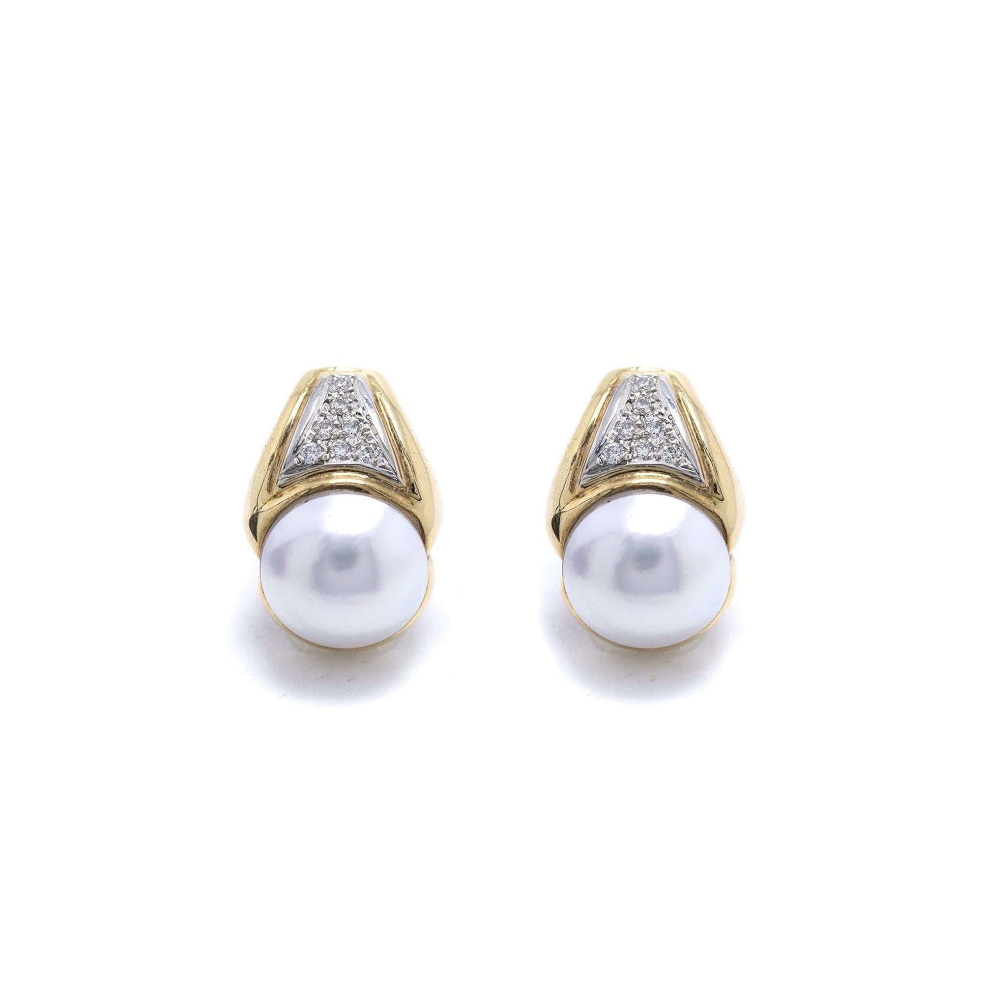 Mabe Pearl and Diamond Clip-On Earrings