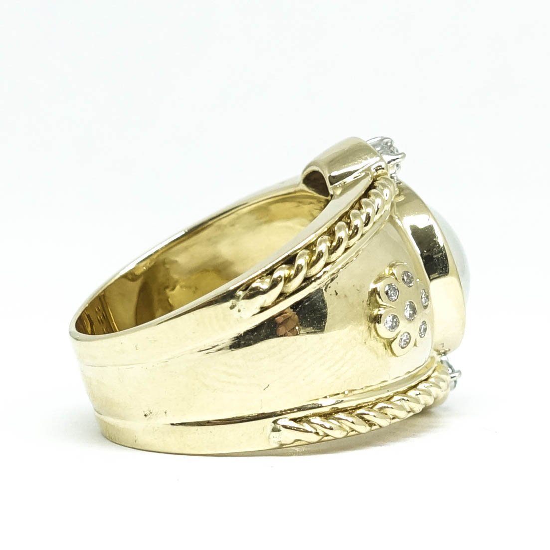 Mabe Pearl and Diamond Cocktail Ring