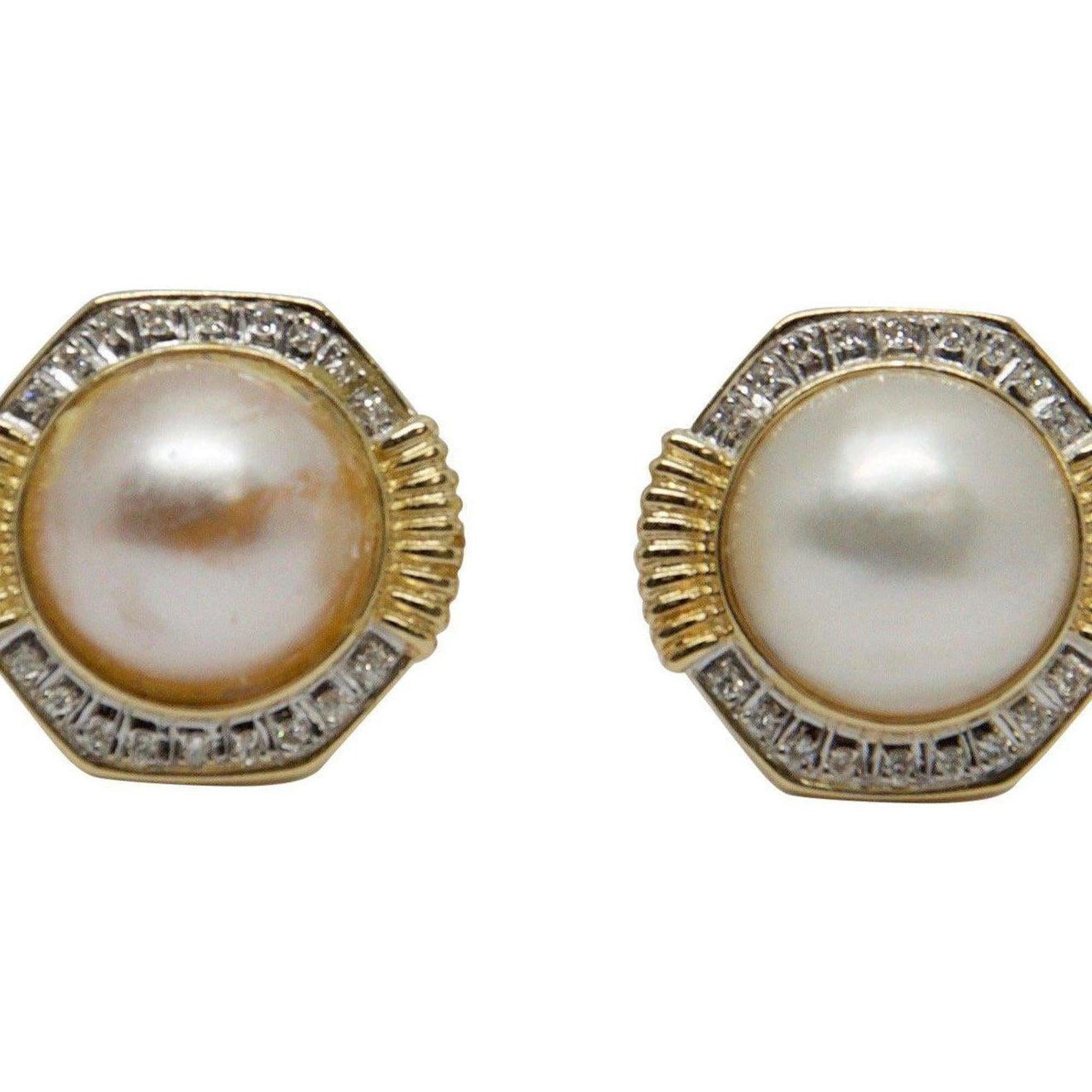 Mabe Pearl and Diamond Earrings