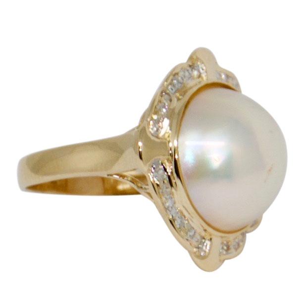 Mabe Pearl and Diamond Ring