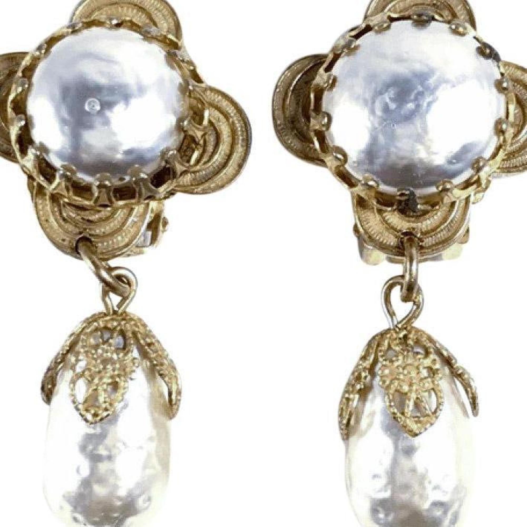 Miriam Haskell Faux Pearl Clip On Earrings