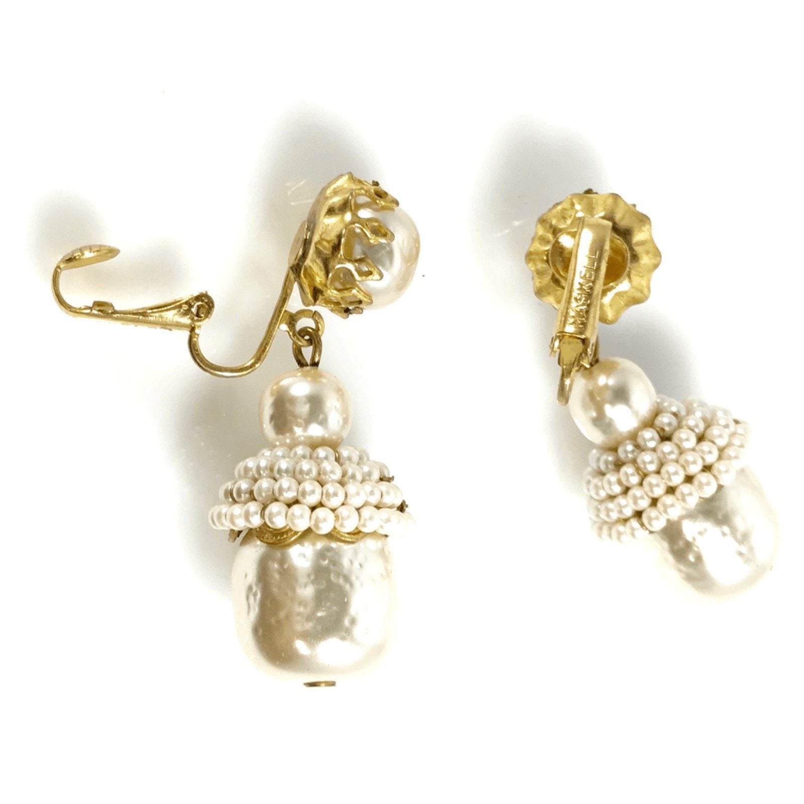 Miriam Haskell Faux Pearl Drop Earrings