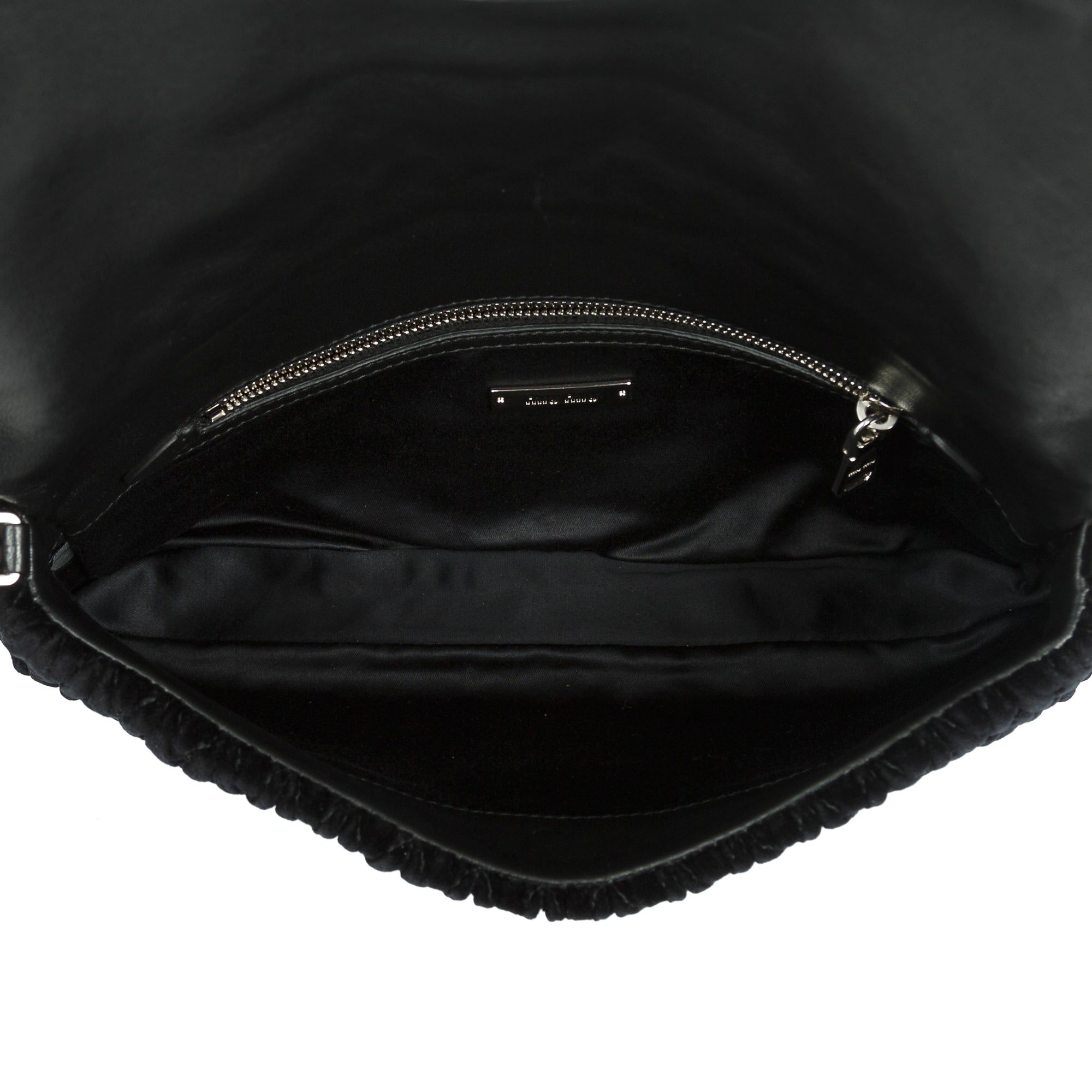 Miu Miu Black Velvet Crystal Flap Shoulder Bag
