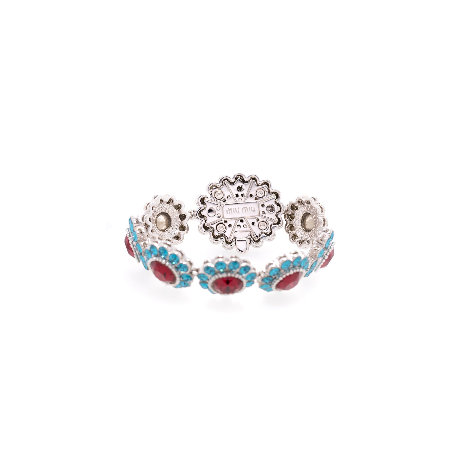 Miu Miu Crystal Rebels Flower Link Bracelet w/ Box
