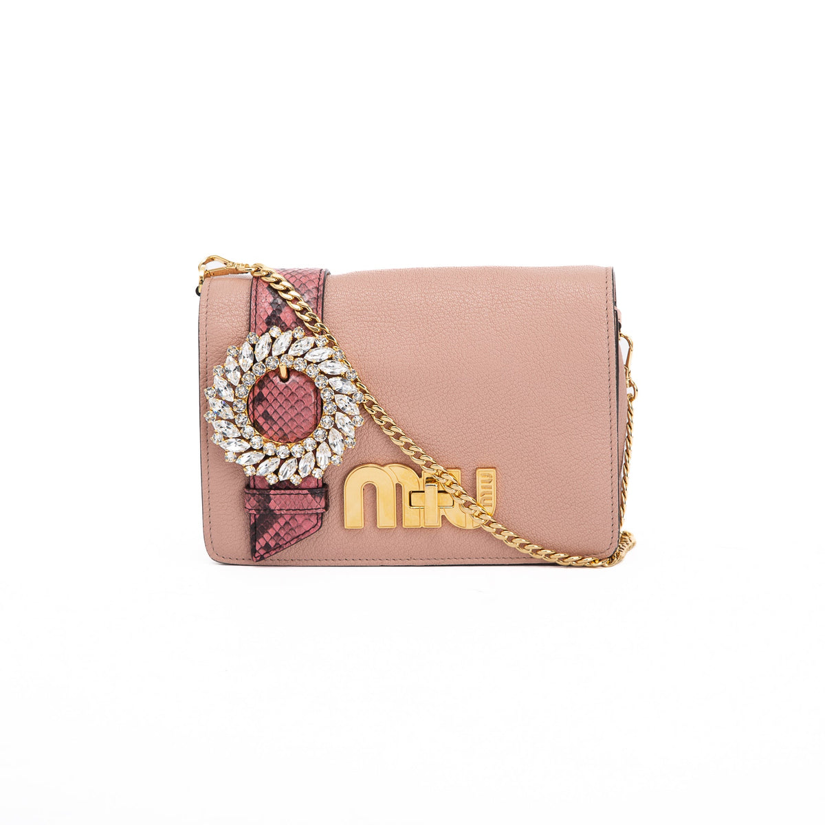 Miu Miu Python-Trim Crystal My Miu Shoulder Bag – OLIVER'S