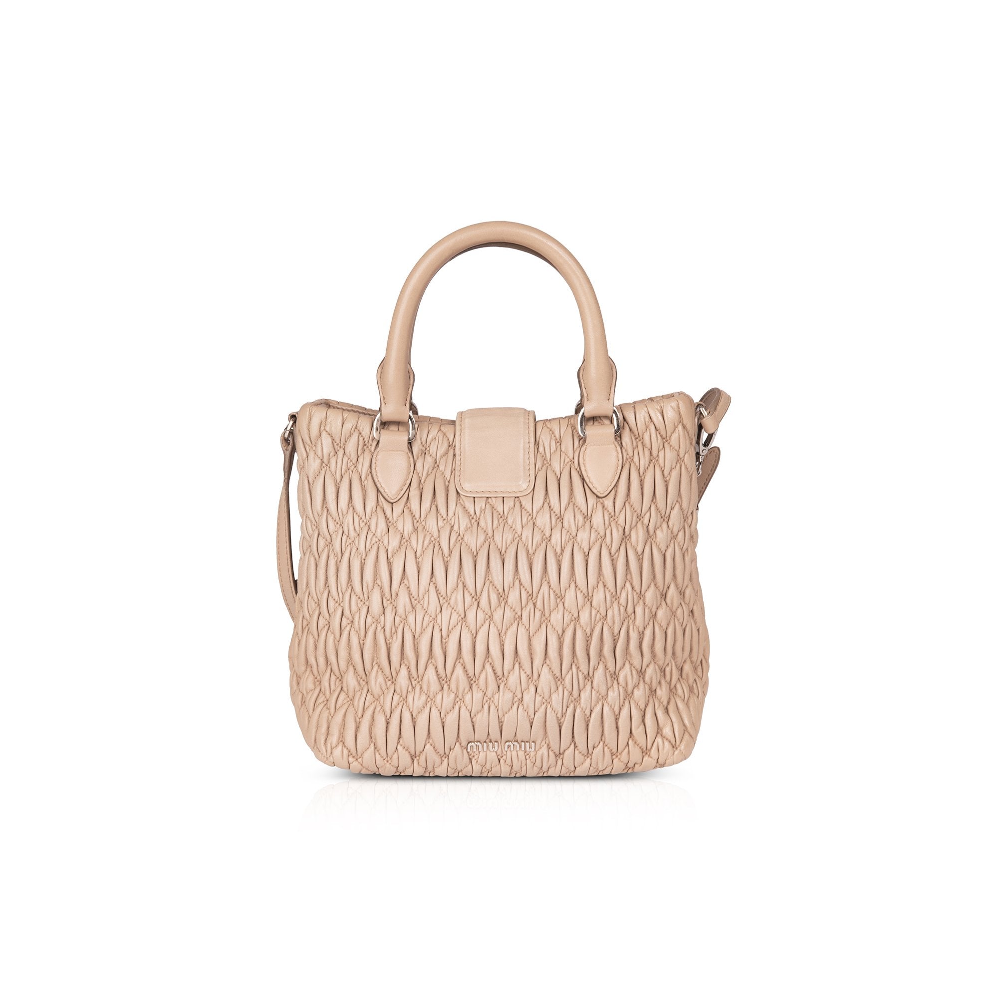 Miu Miu Small Nappa Crystal Matelasse Leather Tote
