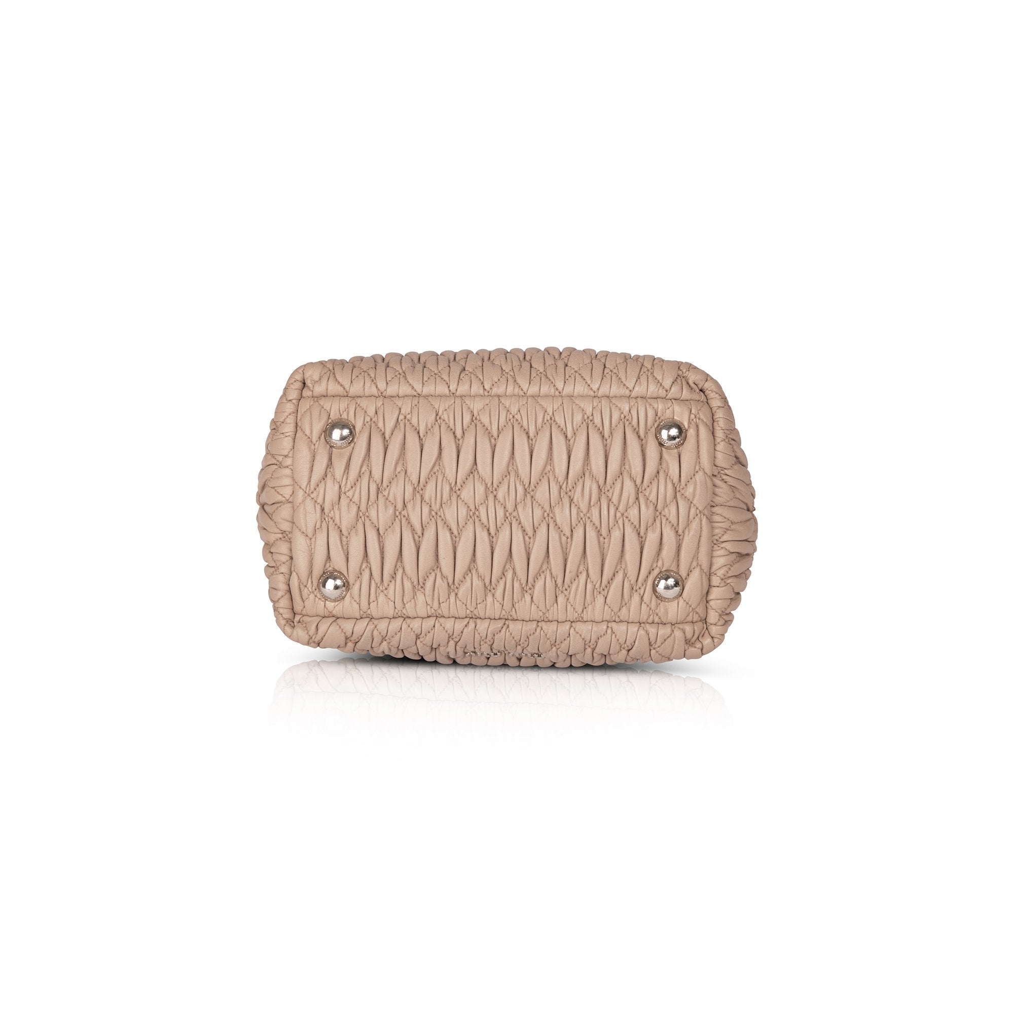 Miu Miu Small Nappa Crystal Matelasse Leather Tote