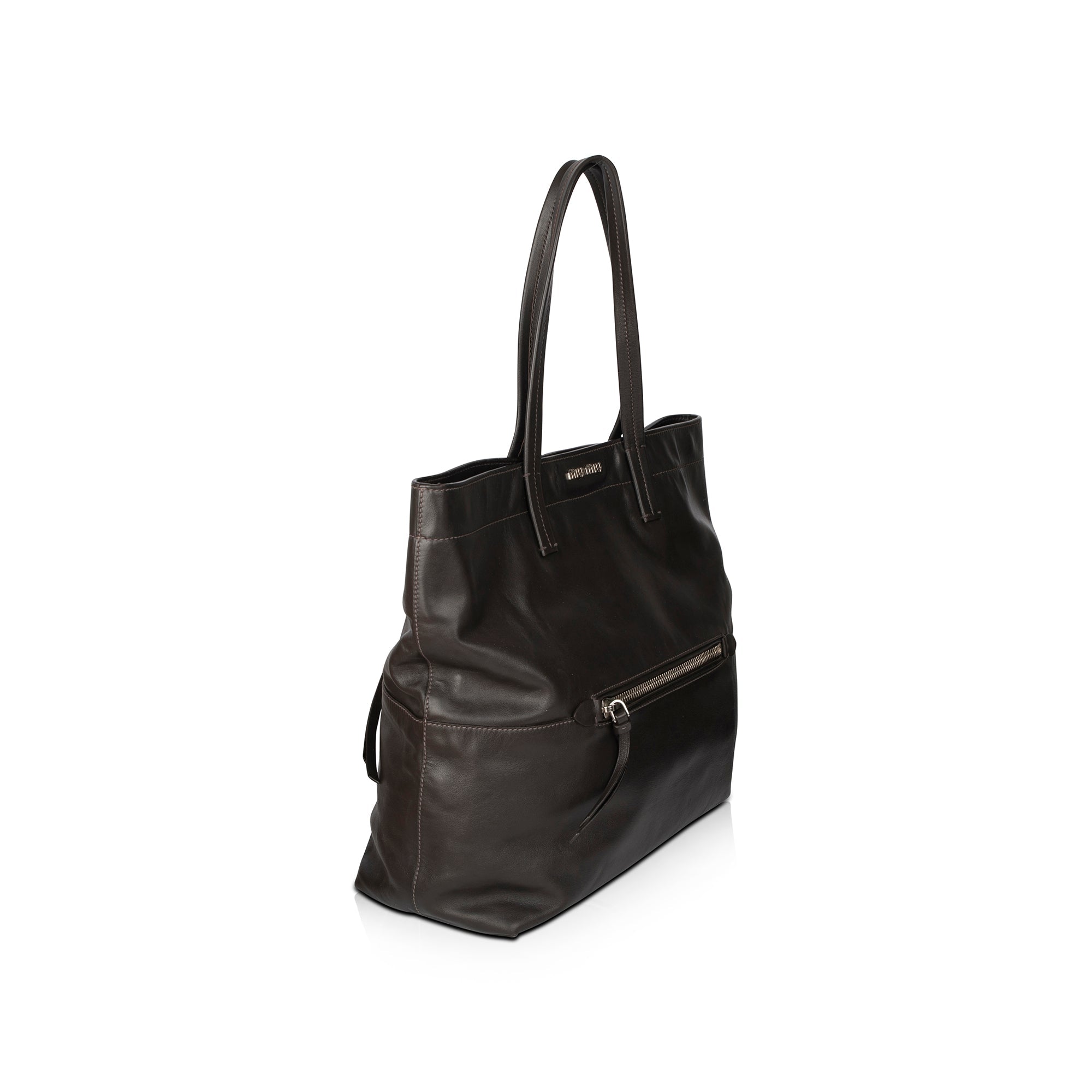 Miu Miu Vitello Soft Leather Shopping Tote