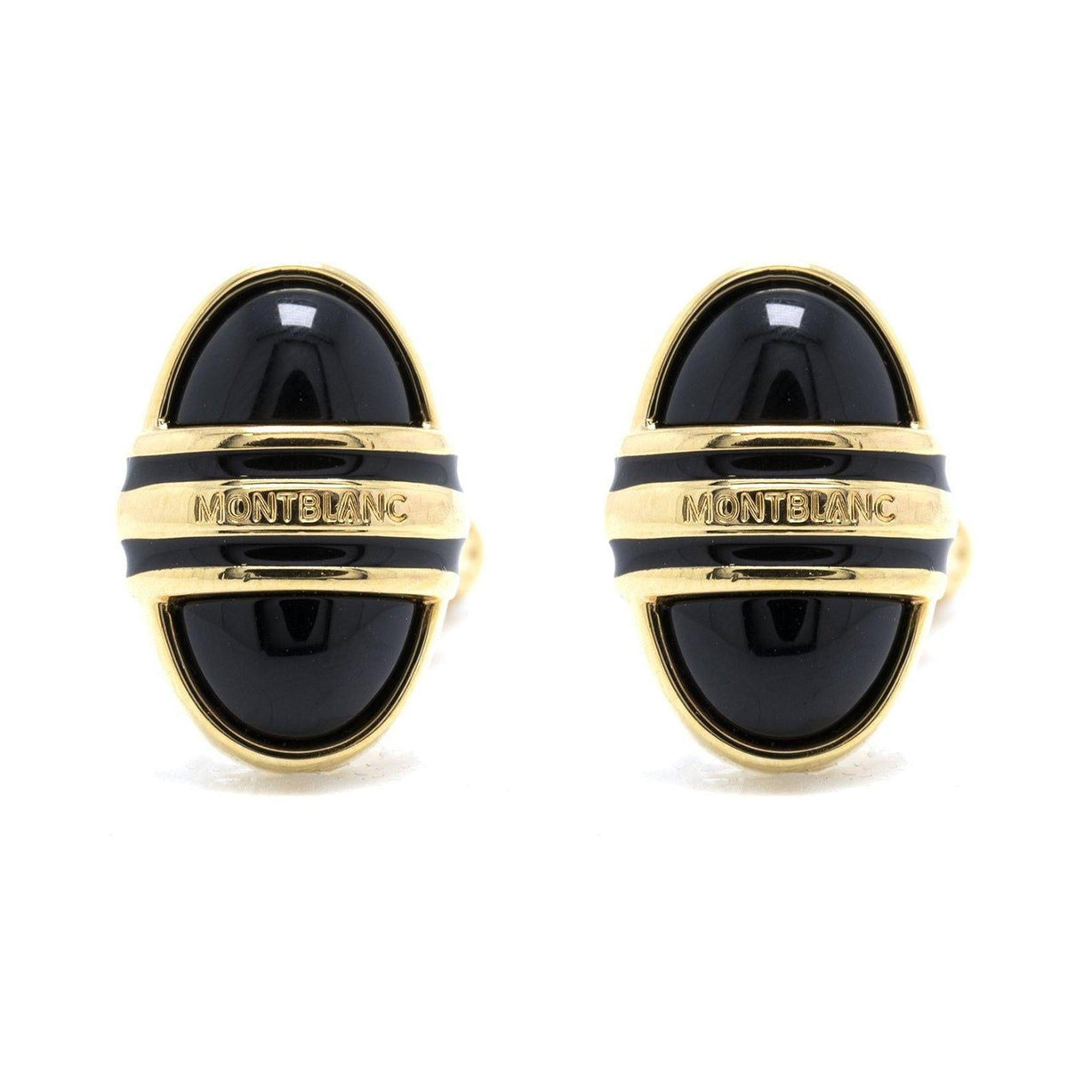 MONTBLANC カフリンクス ゴールド ブラック Montblanc Onyx & Resin Cufflinks – OLIVER'S