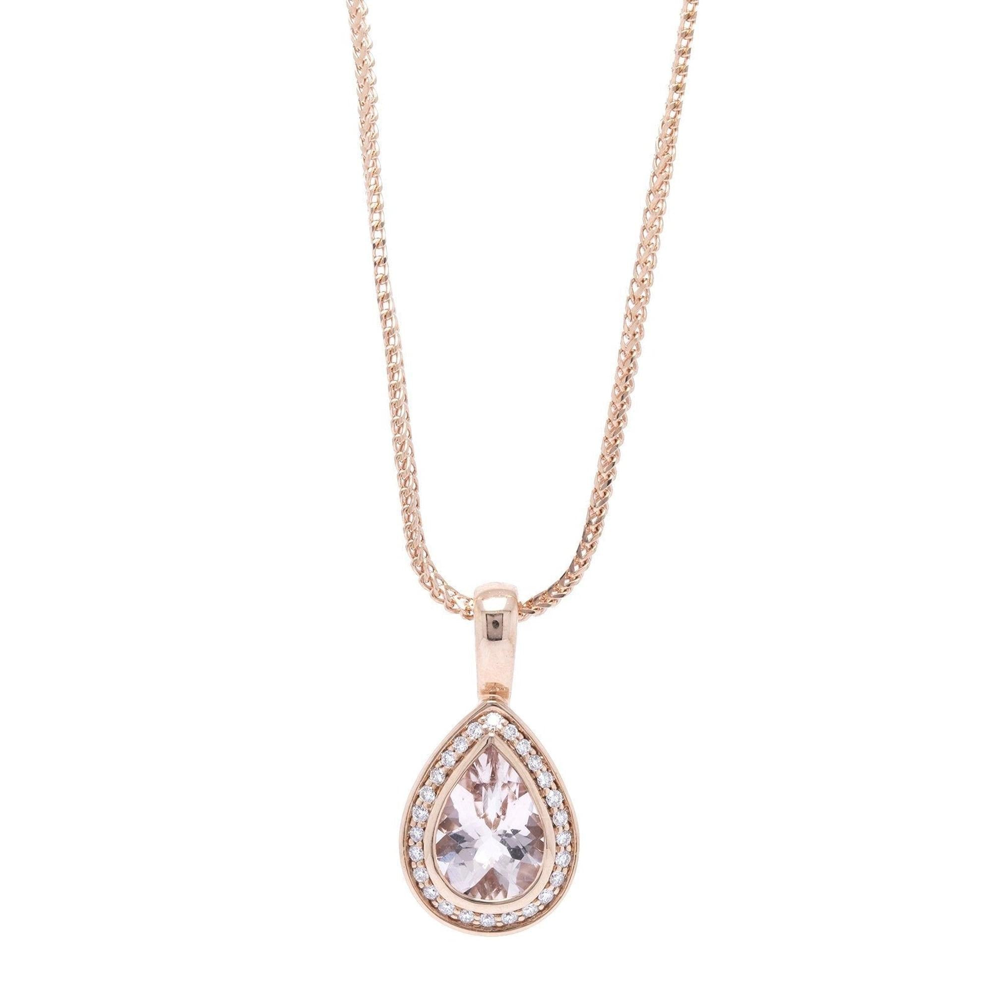 Morganite and Diamond Pendant Necklace