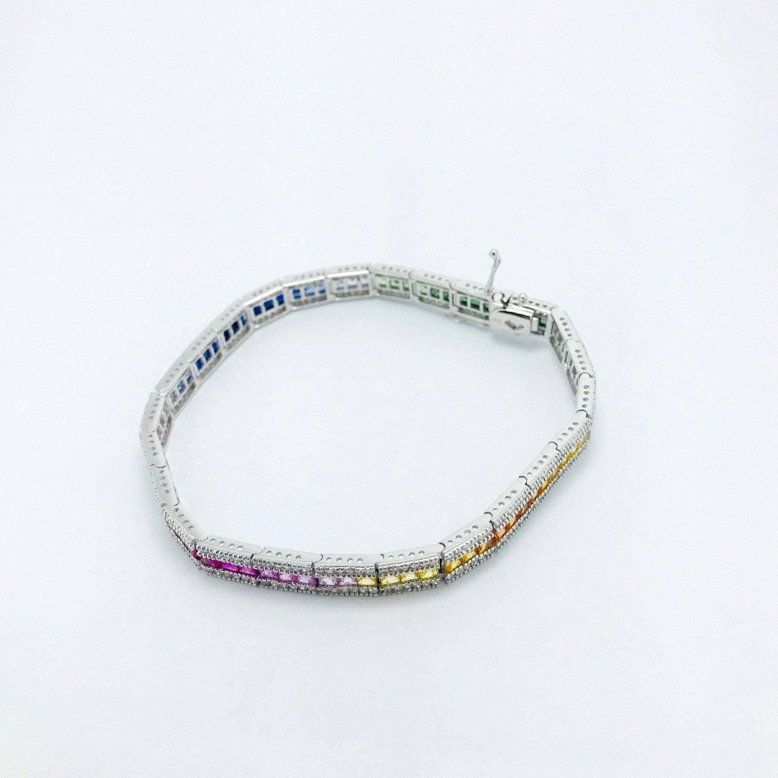 Multi Colour Sapphire and Diamond Tennis Bracelet