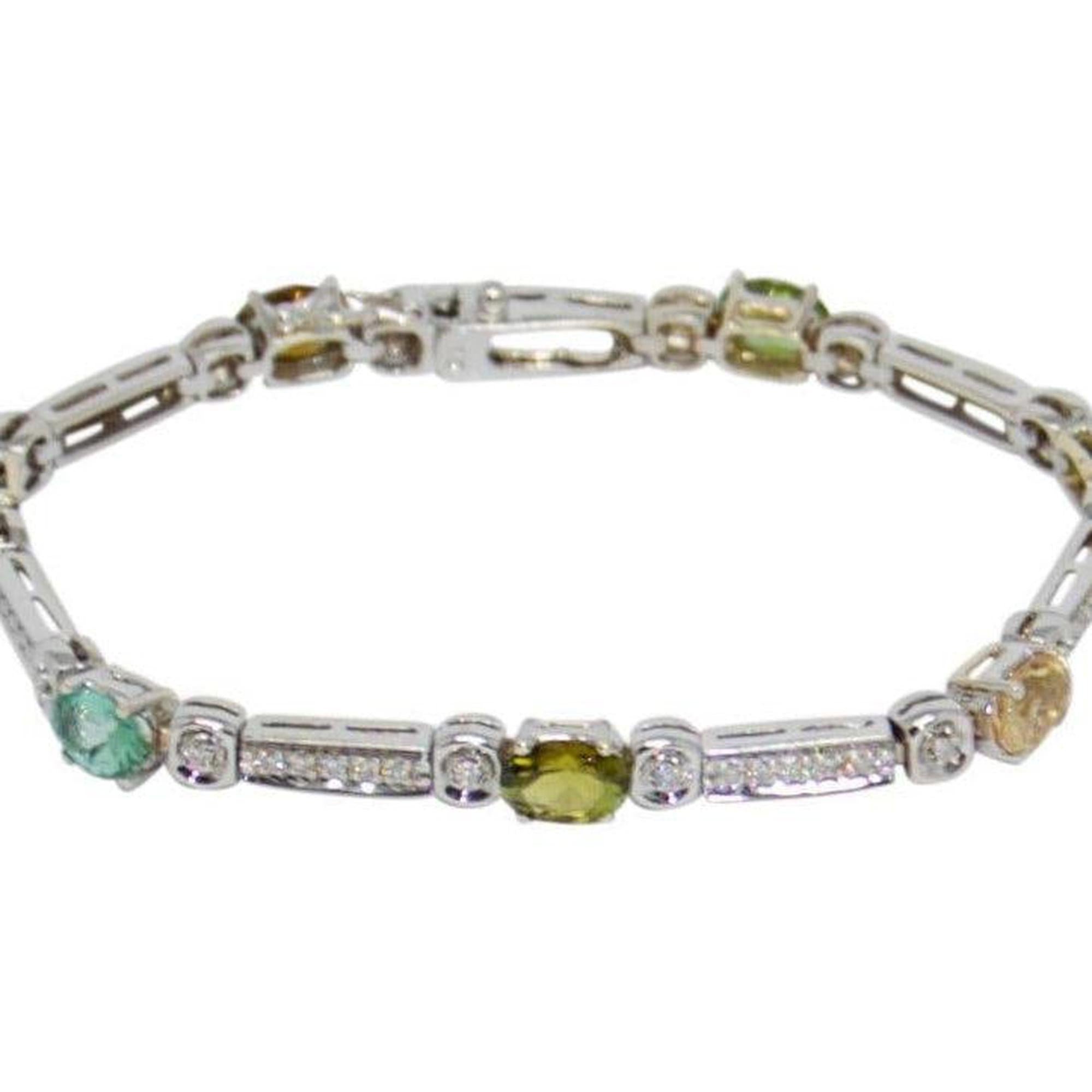 Multi-Colour Tourmaline and Diamond Bracelet