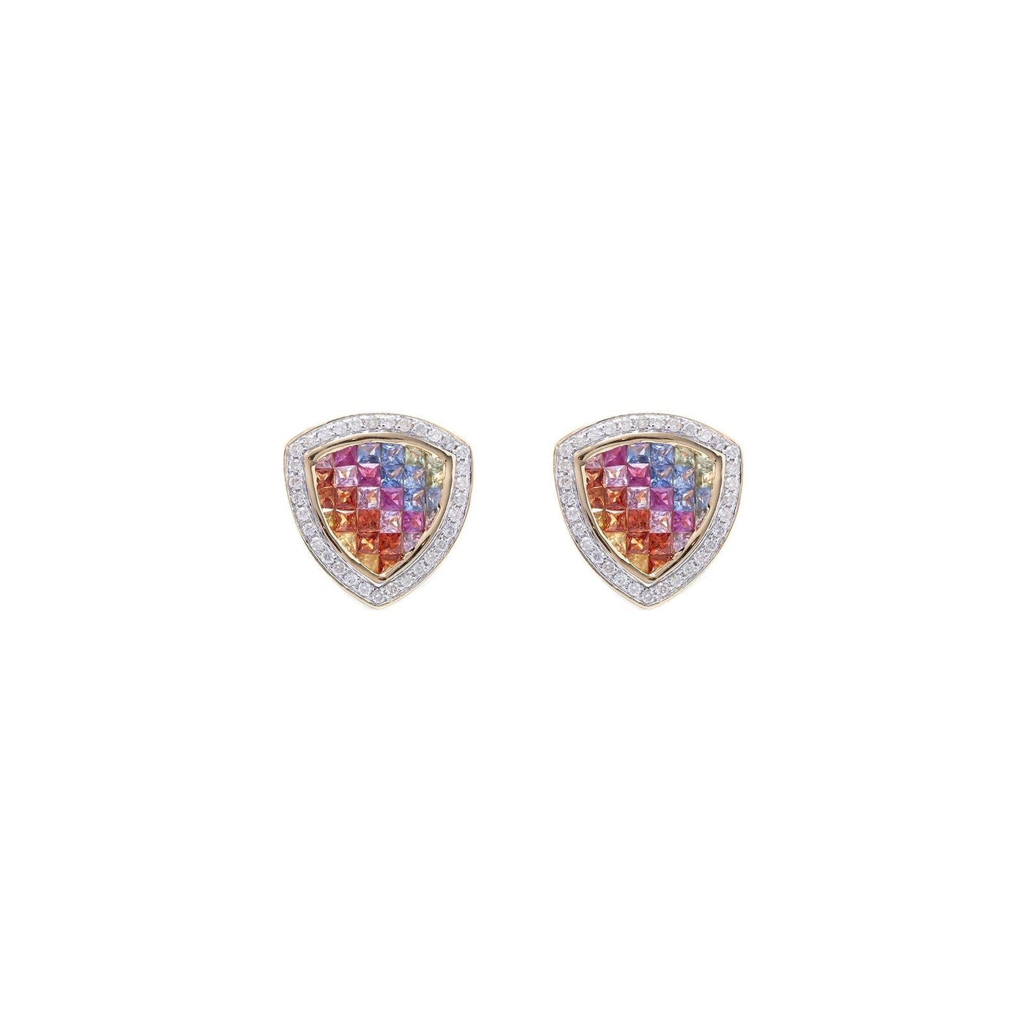 Multicolour Sapphire & Diamond Earrings