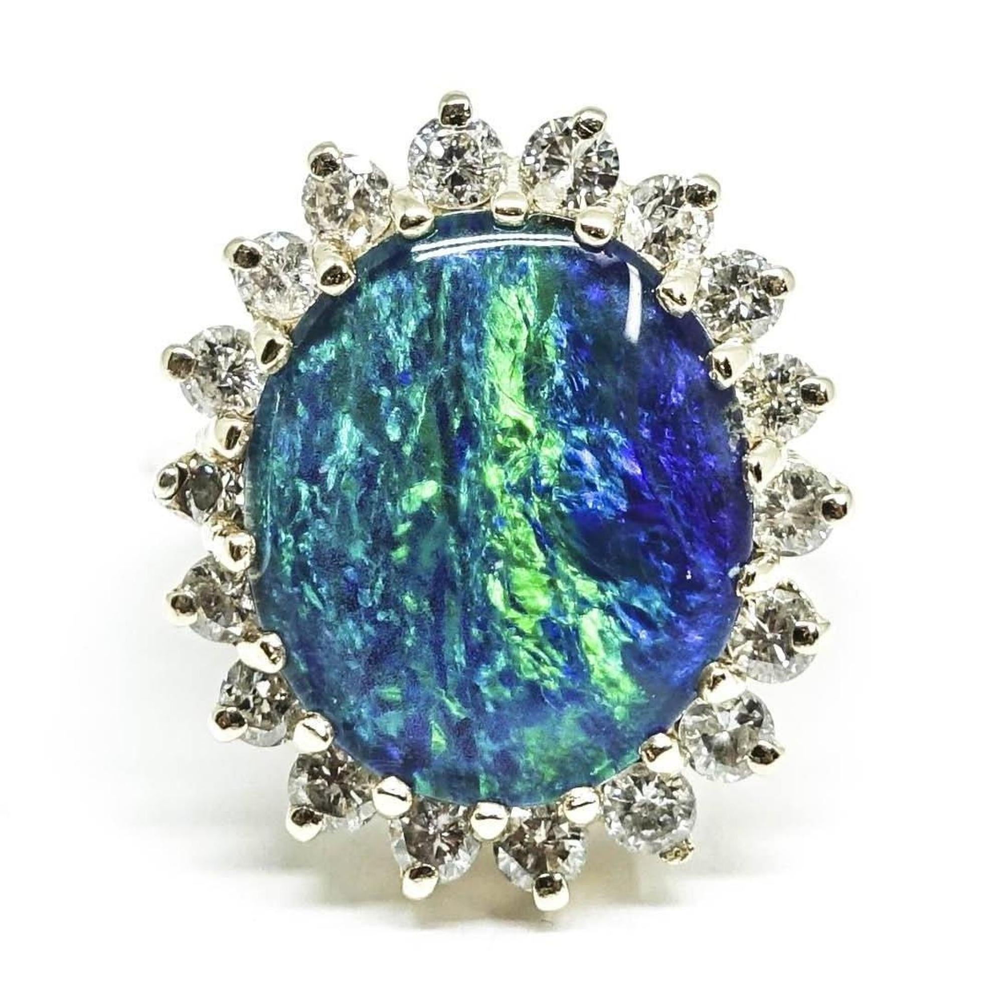 Opal and Diamond Cocktail Ring
