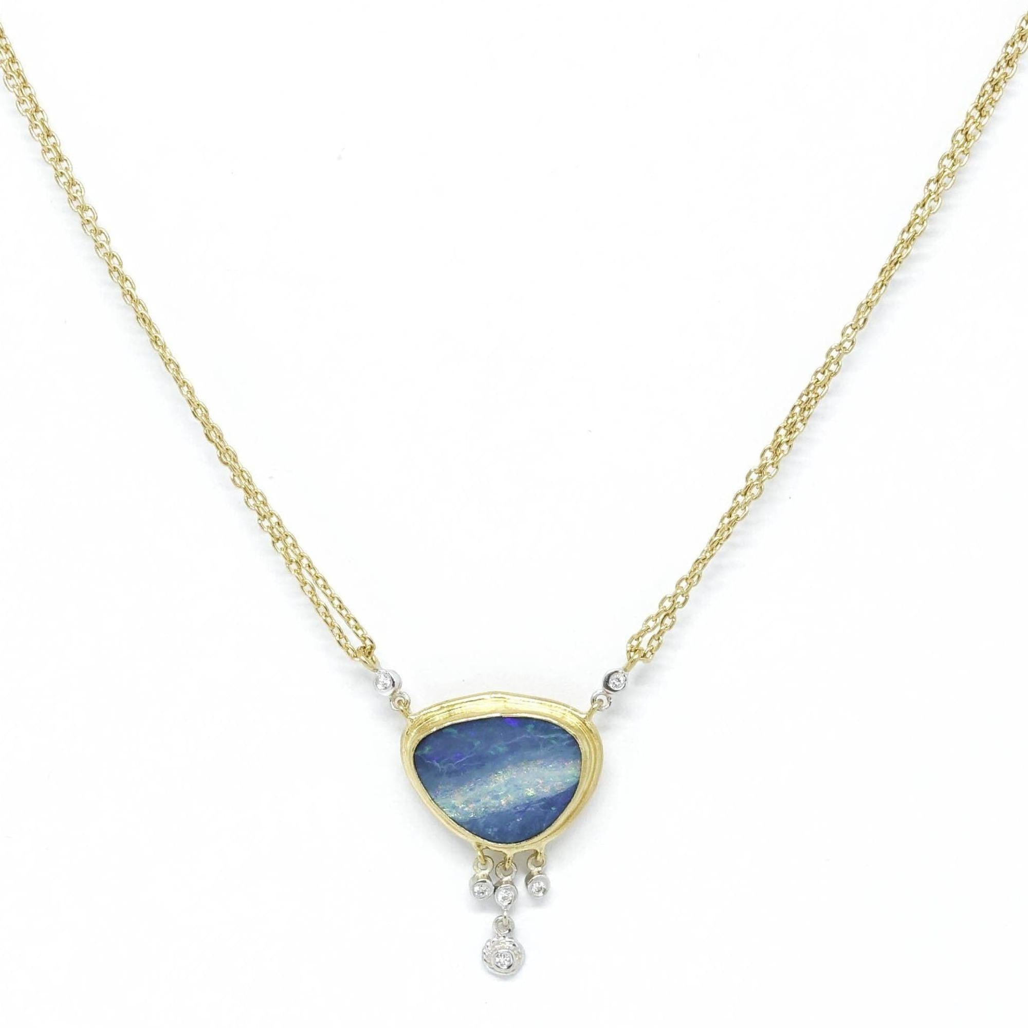 Opal and Diamond Pendant Necklace